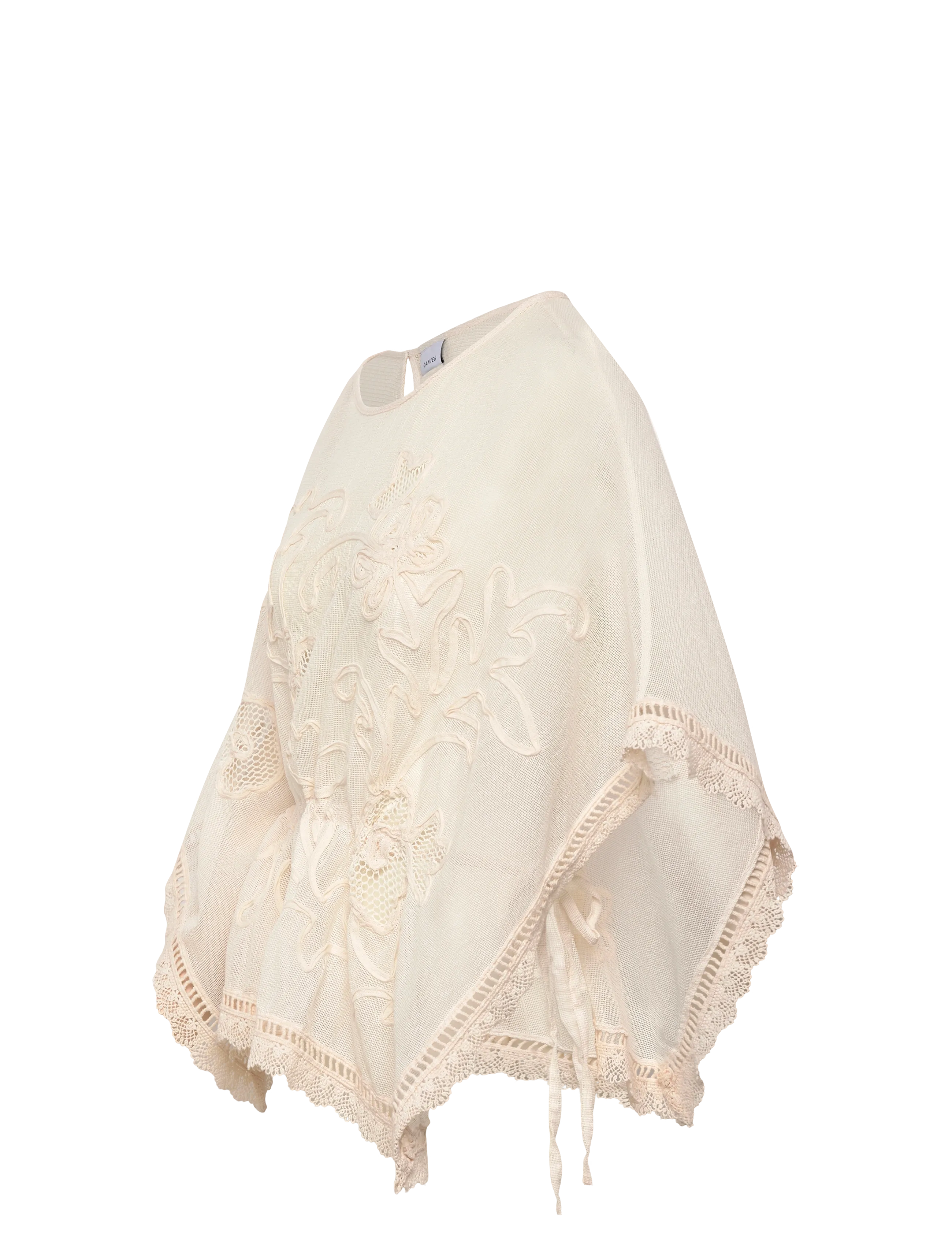 Dante6 - Dante6-Olynda embroidered mesh cape-top - kortærmede bluser - butter cream - 3