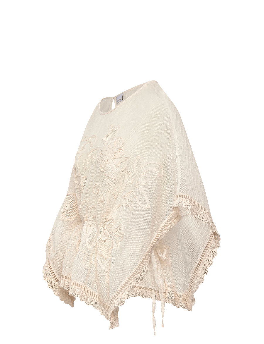 Dante6 - Dante6-Olynda embroidered mesh cape-top - kortærmede bluser - butter cream - 3
