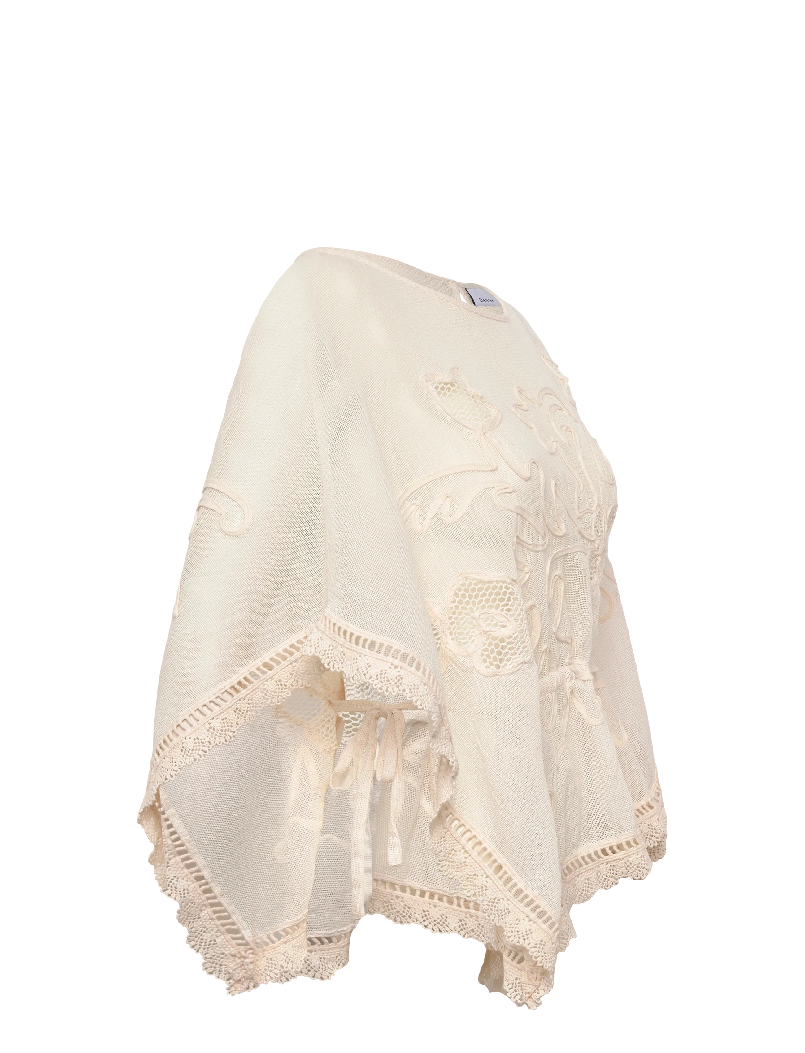 Dante6 - Dante6-Olynda embroidered mesh cape-top - kortærmede bluser - butter cream - 4