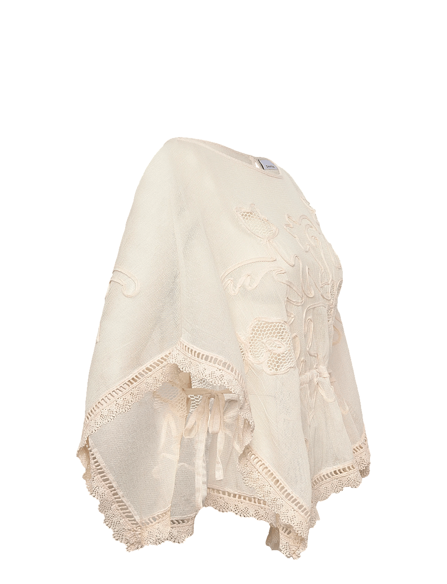 Dante6 - Dante6-Olynda embroidered mesh cape-top - kortærmede bluser - butter cream - 4