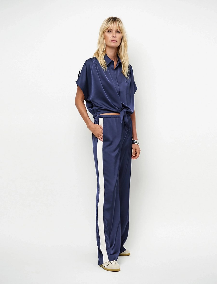 Dante6 - Dante6-Dare striped satin pants - bukser med brede ben - moonlit blue - 0