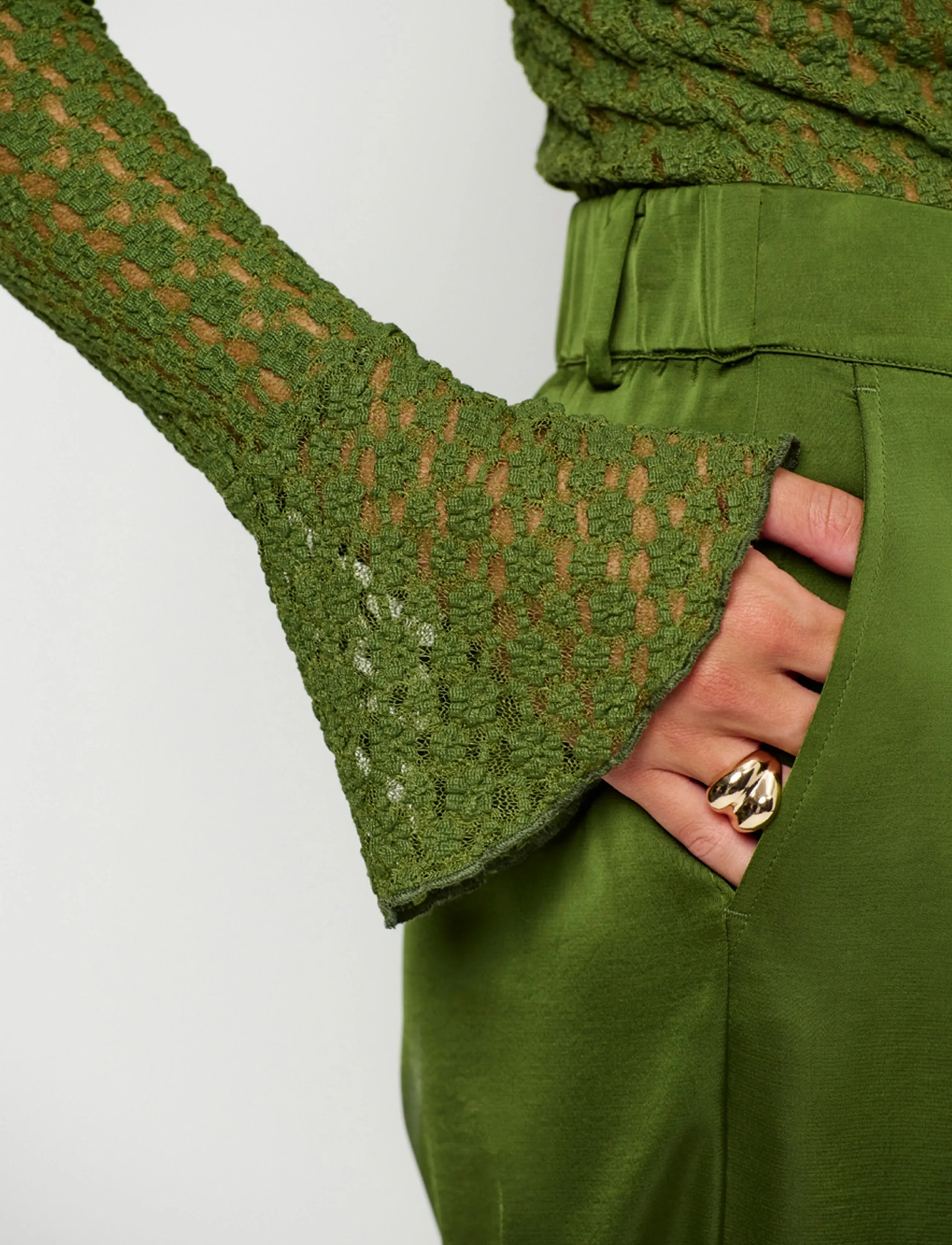 Dante6 - Dante6-Jules satin smart pants - tailored trousers - basil green - 3