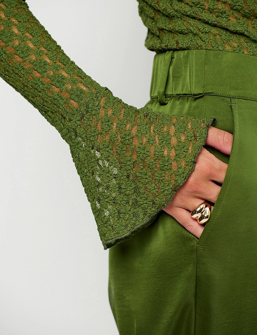 Dante6 - Dante6-Jules satin smart pants - tailored trousers - basil green - 3