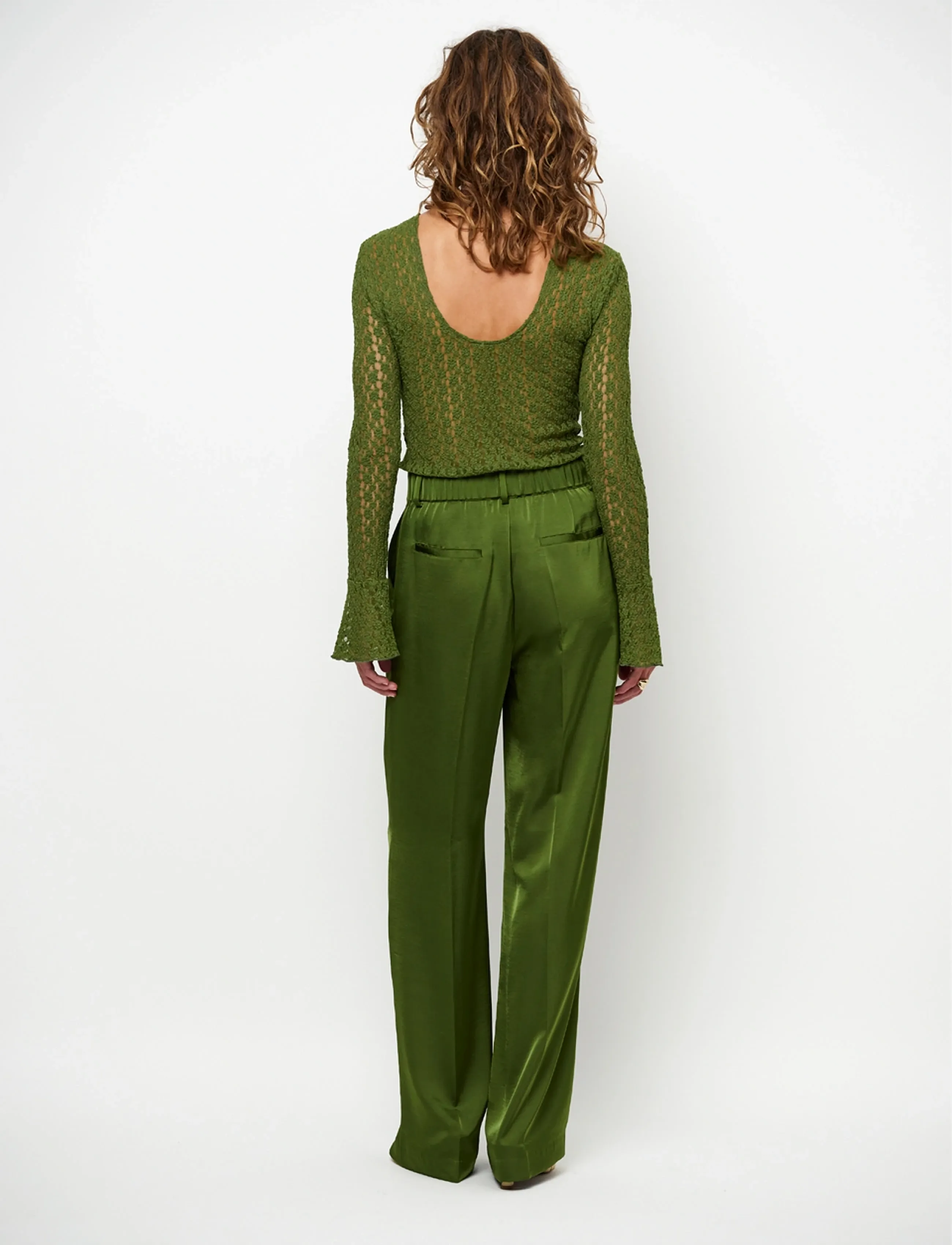 Dante6 - Dante6-Jules satin smart pants - tailored trousers - basil green - 4