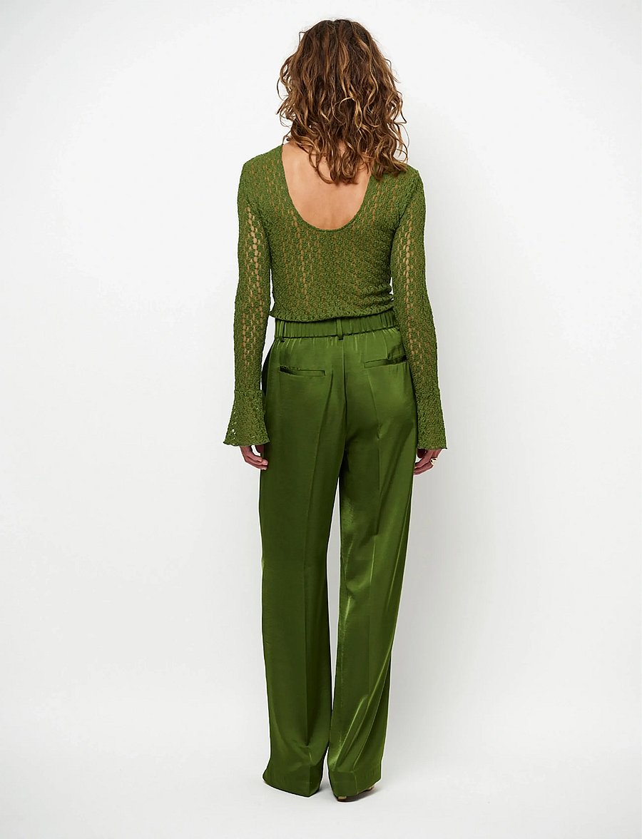 Dante6 - Dante6-Jules satin smart pants - tailored trousers - basil green - 4