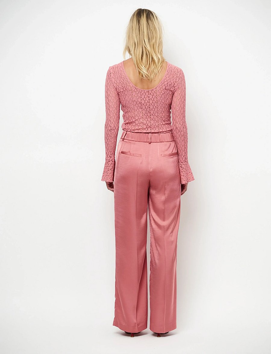 Dante6 - Dante6-Jules satin smart pants - habitbukser - coral blush - 4