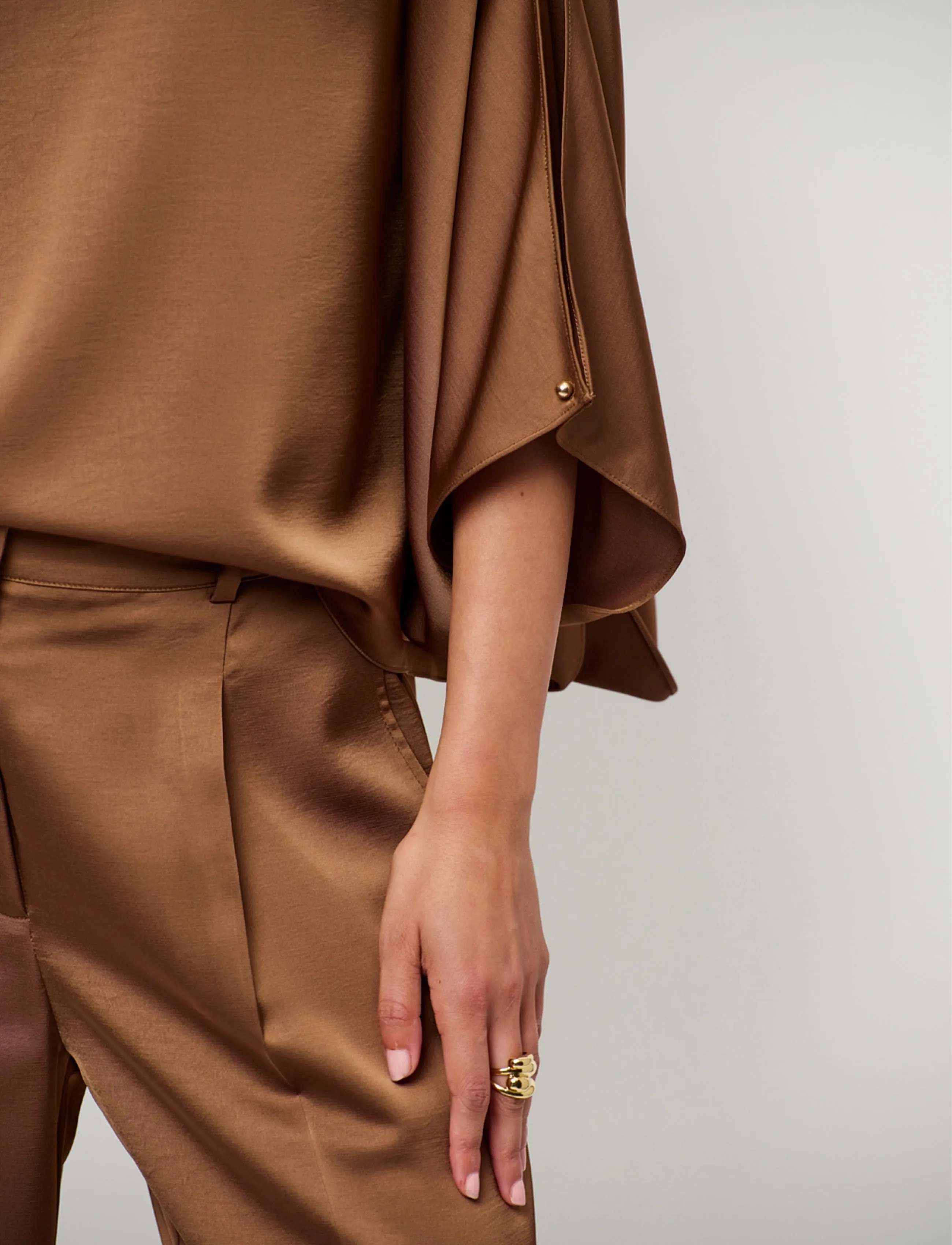 Dante6 - Dante6-Jules satin smart pants - habitbukser - mocha mousse - 3