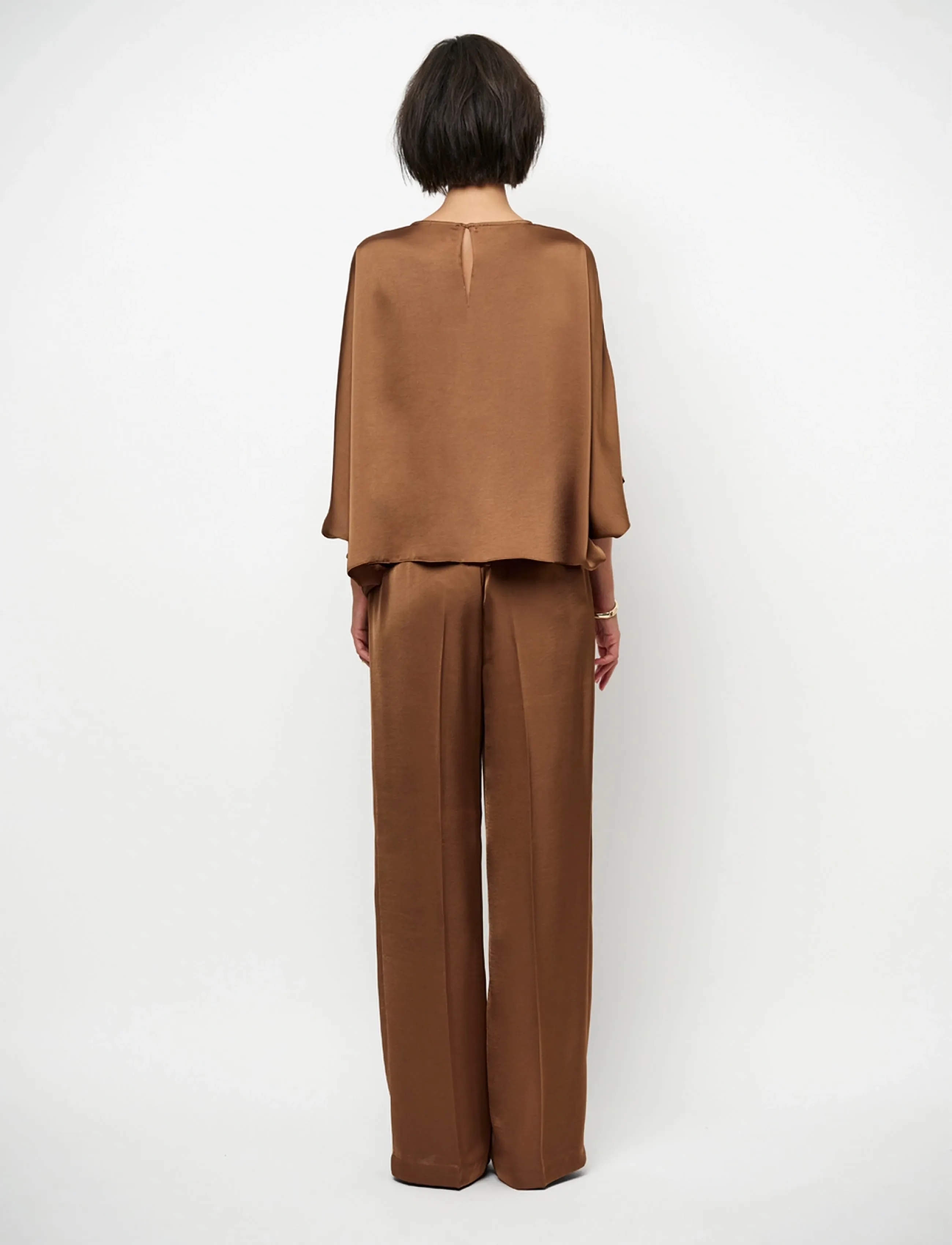Dante6 - Dante6-Jules satin smart pants - habitbukser - mocha mousse - 4