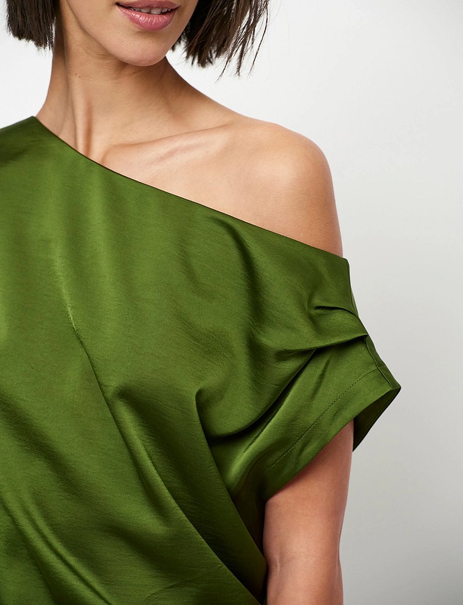 Dante6 - Dante6-Epic off-shoulder satin maxi dress - basil green - 3