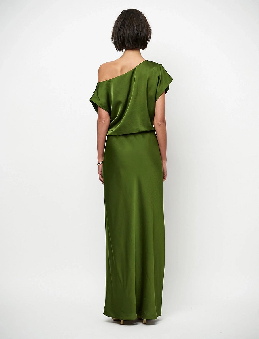 Dante6 - Dante6-Epic off-shoulder satin maxi dress - basil green - 4