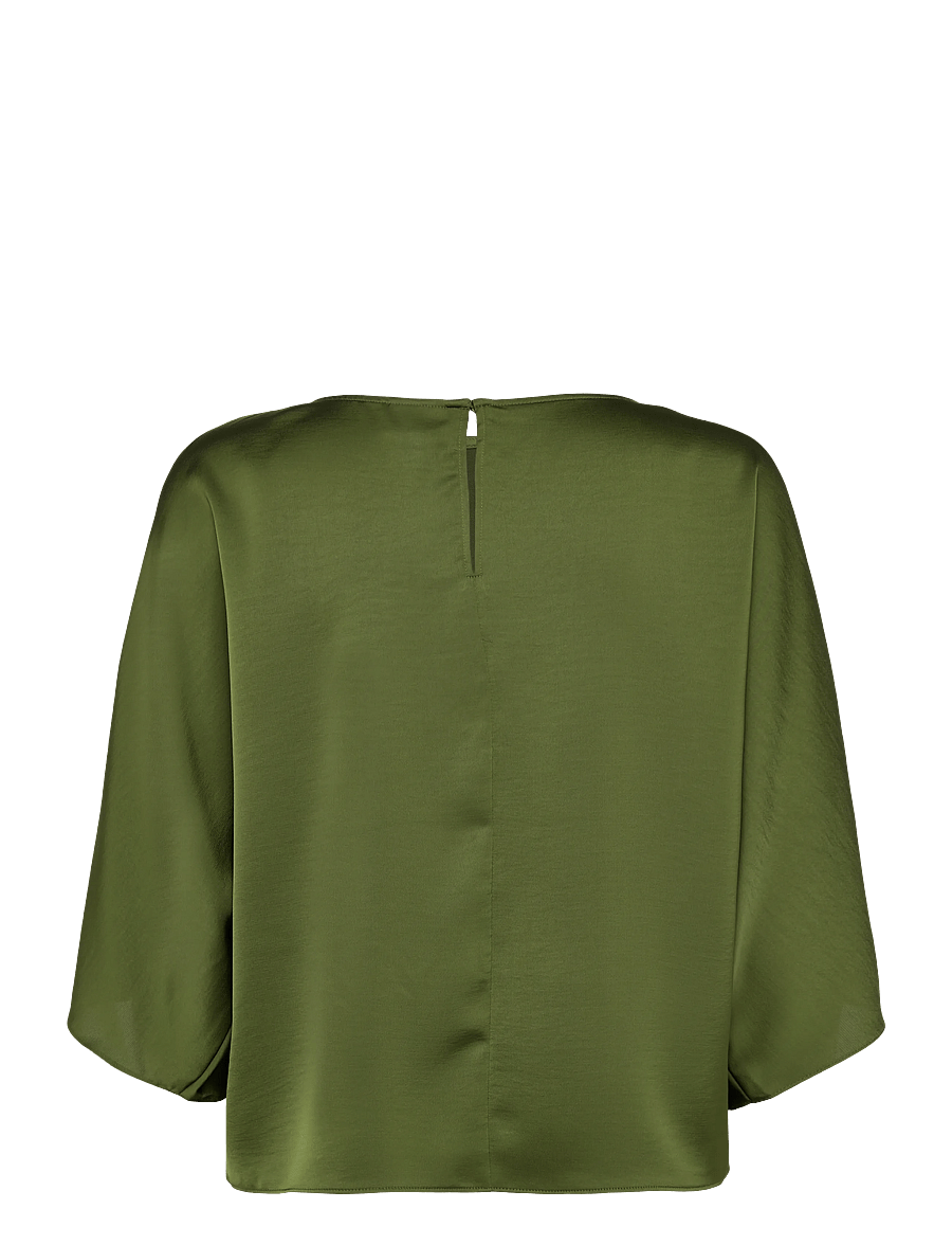 Dante6 - Dante6-Risette flowing satin top - kurzärmelige blusen - basil green - 2