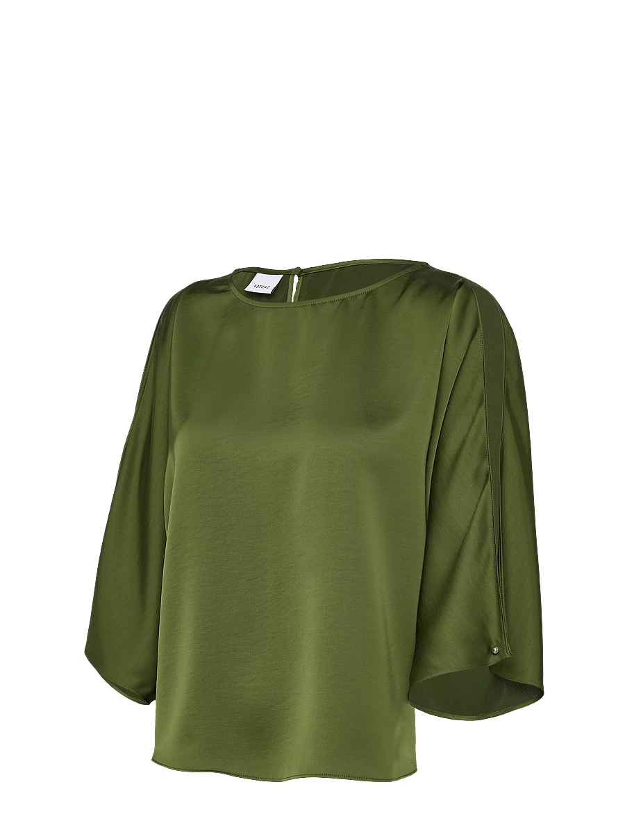 Dante6 - Dante6-Risette flowing satin top - kurzärmelige blusen - basil green - 4
