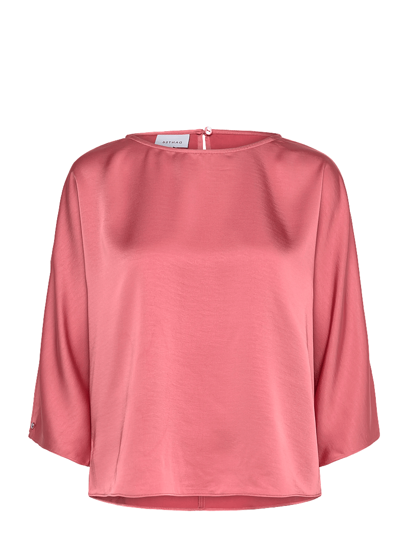 Dante6 - Dante6-Risette flowing satin top - short-sleeved blouses - coral blush - 1