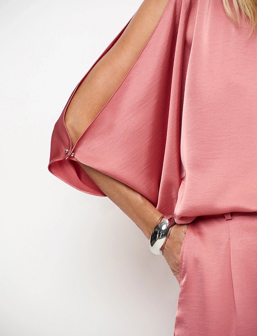 Dante6 - Dante6-Risette flowing satin top - kortærmede bluser - coral blush - 3