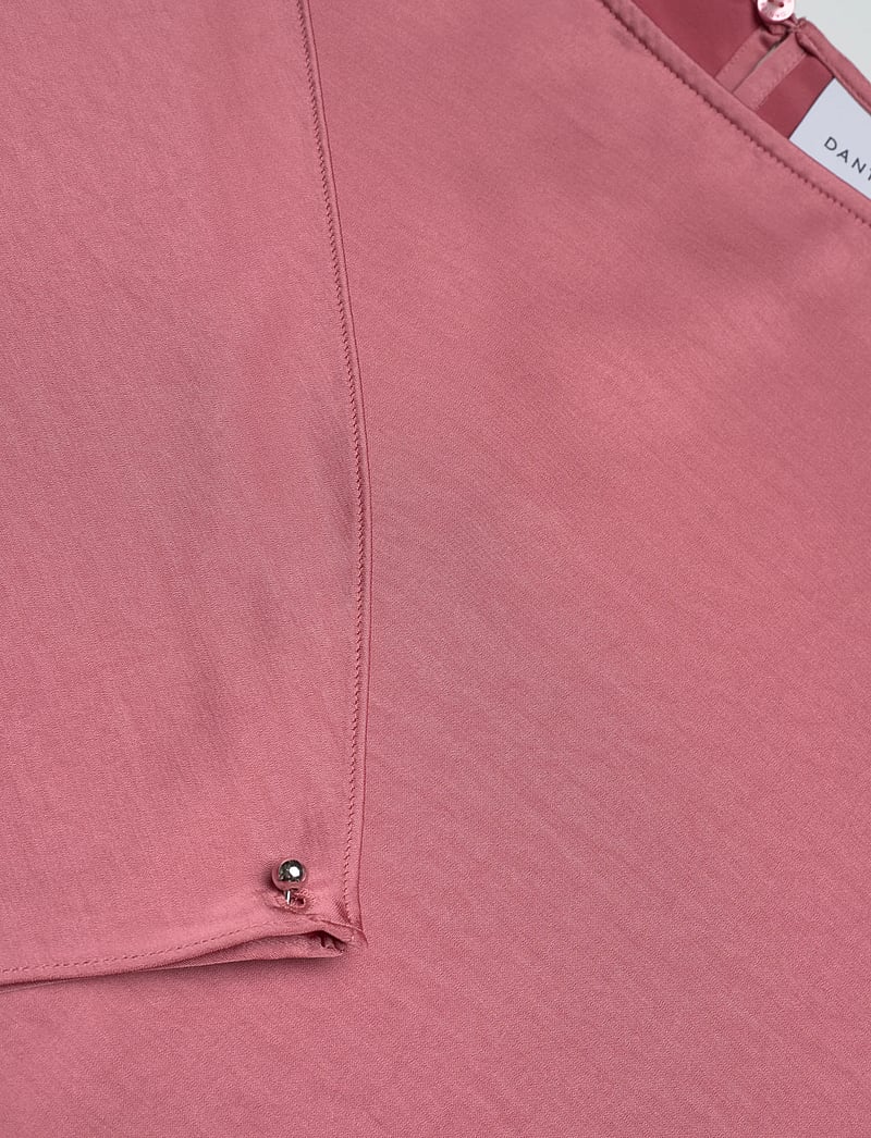 Dante6 - Dante6-Risette flowing satin top - short-sleeved blouses - coral blush - 5