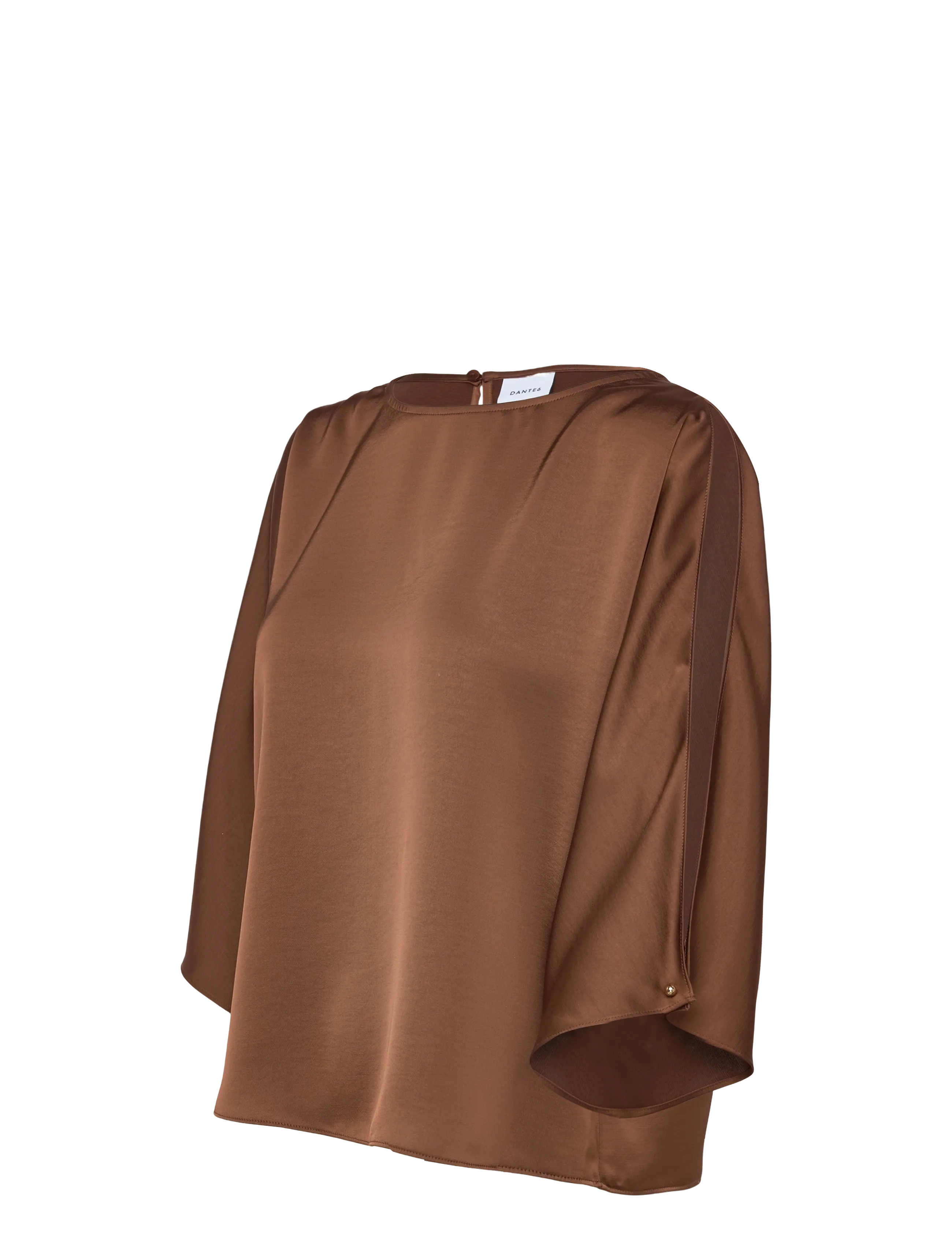 Dante6 - Dante6-Risette flowing satin top - kurzärmelige blusen - mocha mousse - 3