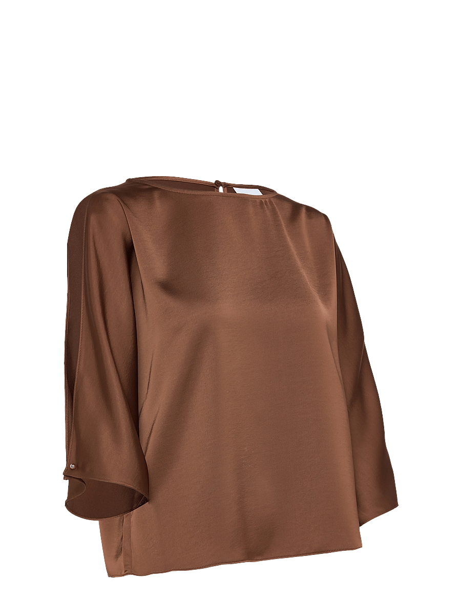 Dante6 - Dante6-Risette flowing satin top - kurzärmelige blusen - mocha mousse - 4