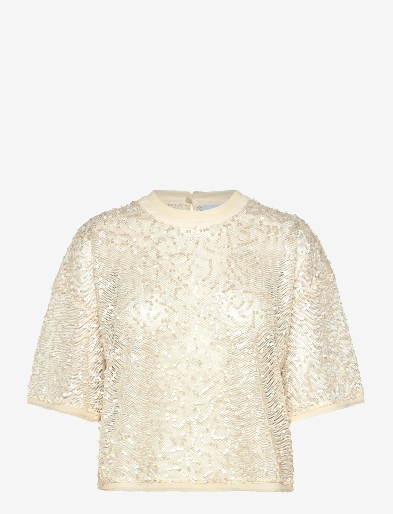 Dante6 - Dante6-Zaira sequins net top - kortærmede bluser - butter cream - 1
