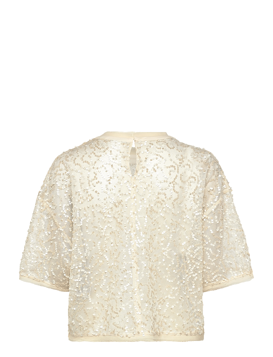 Dante6 - Dante6-Zaira sequins net top - lühikeste varrukatega pluusid - butter cream - 2