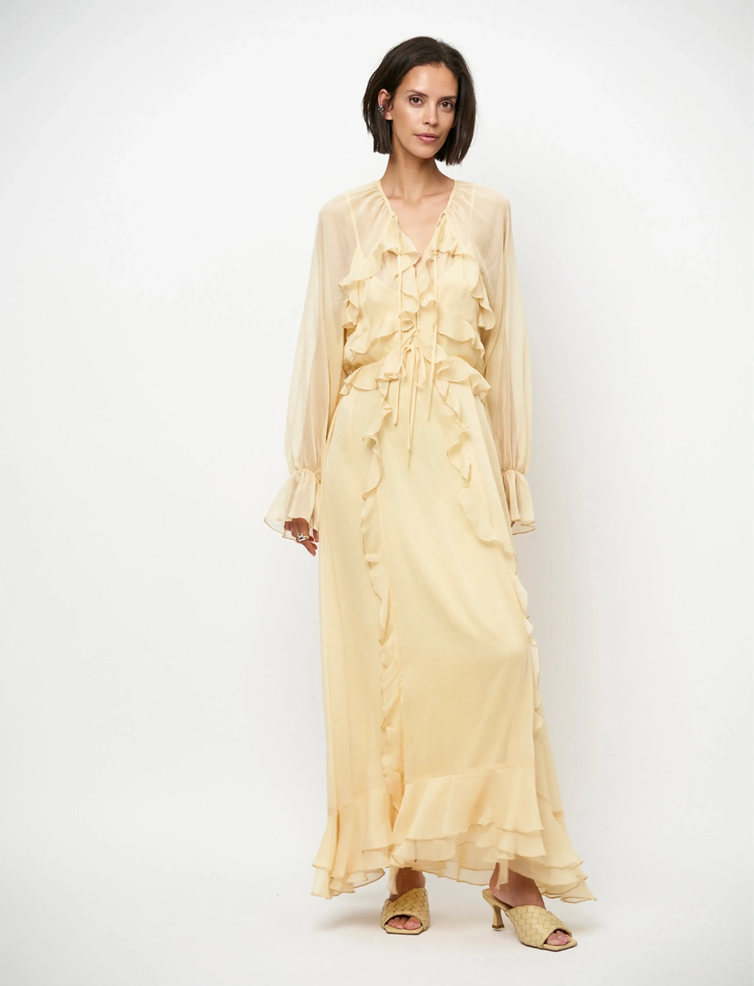 Dante6 Dante6-Elivia chiffon maxi dress - Dante6 - BUTTER YELLOW / yellow