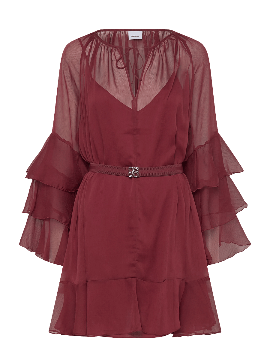 Dante6 - Dante6-Solstice boho chiffon short dress - kokteilkjólar - berry red - 1