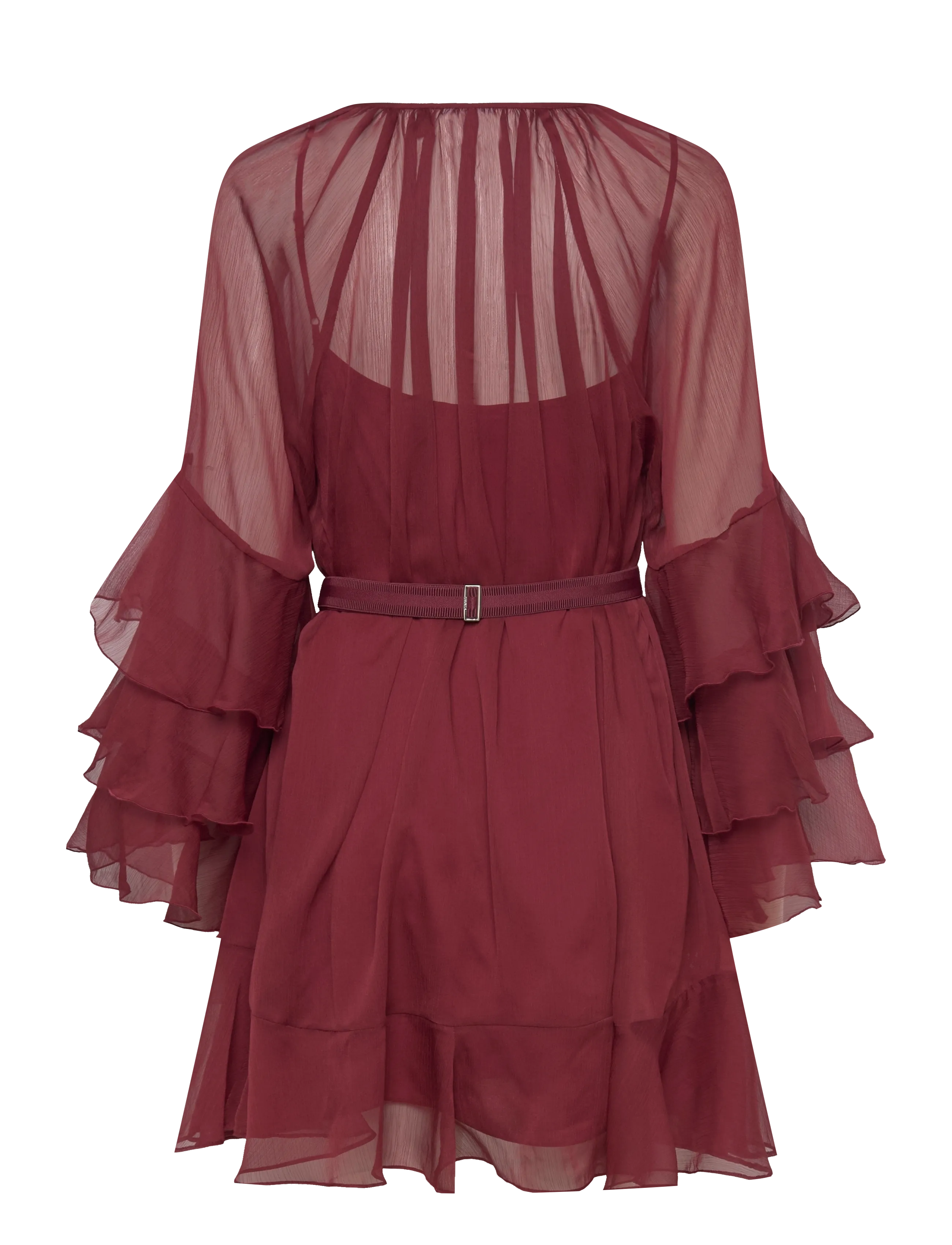 Dante6 - Dante6-Solstice boho chiffon short dress - cocktail dresses - berry red - 2