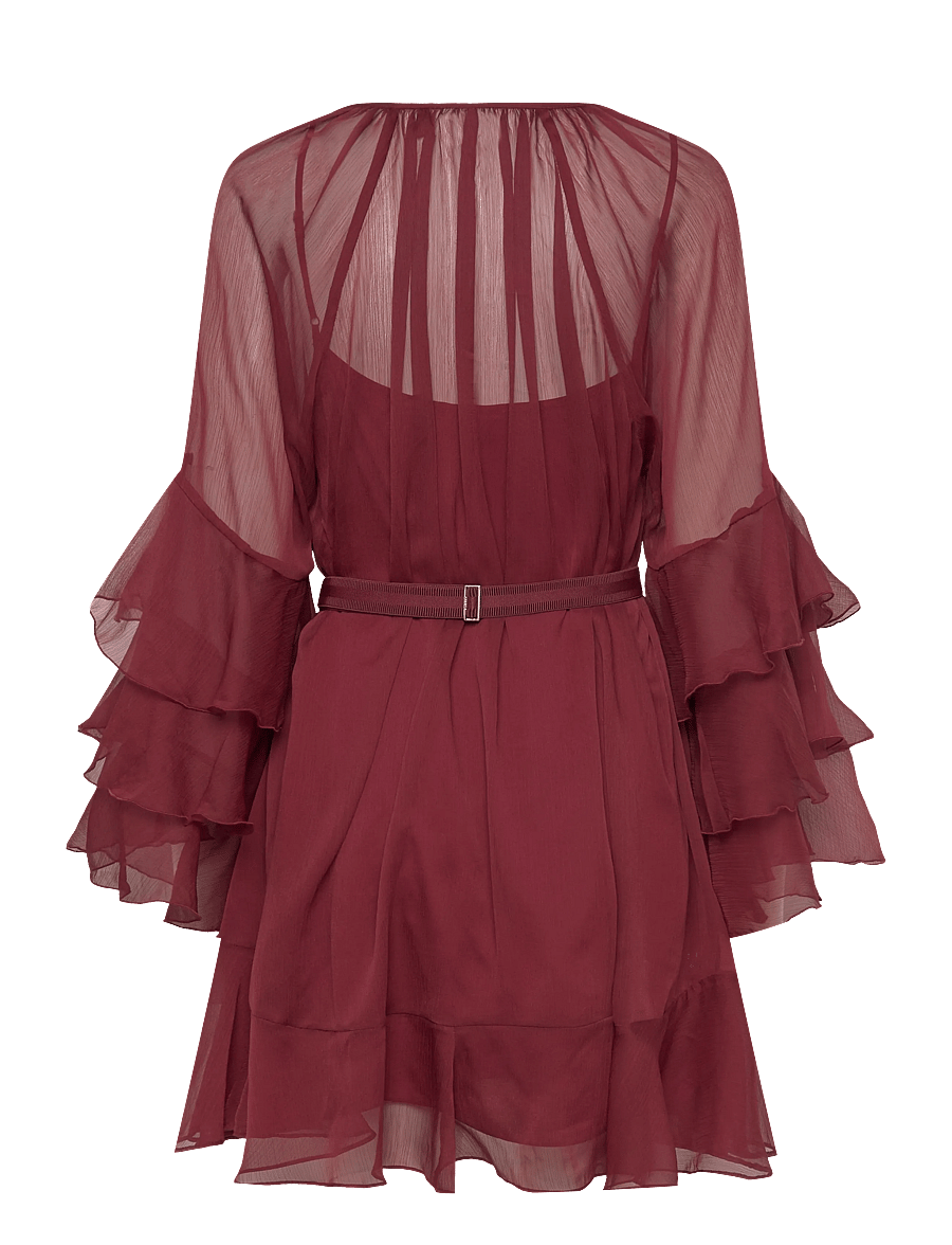 Dante6 - Dante6-Solstice boho chiffon short dress - kokteilkjólar - berry red - 2