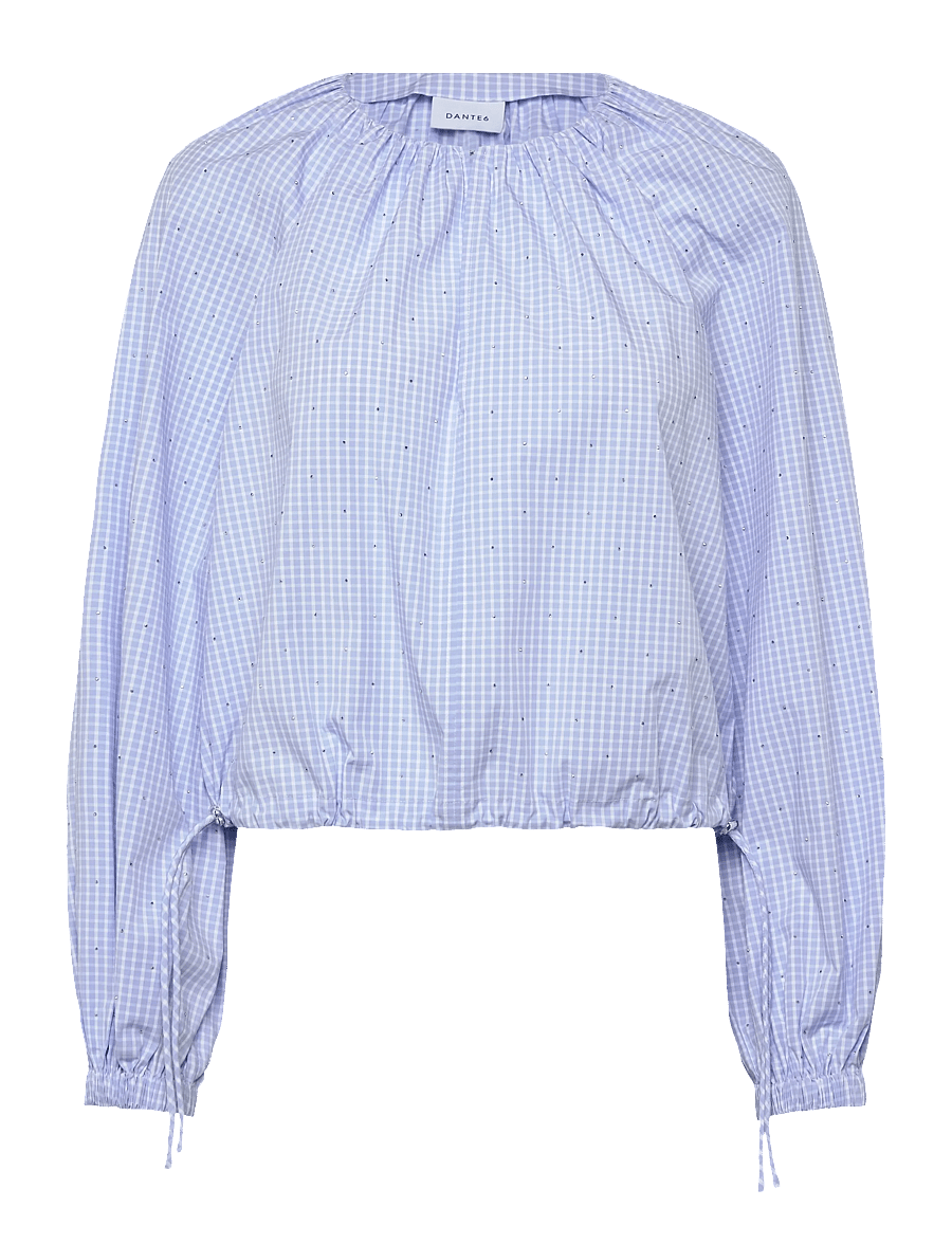 Dante6 - Dante6-Orit check patterned balloon top - pikkade varrukatega pluusid - blue mist - 1