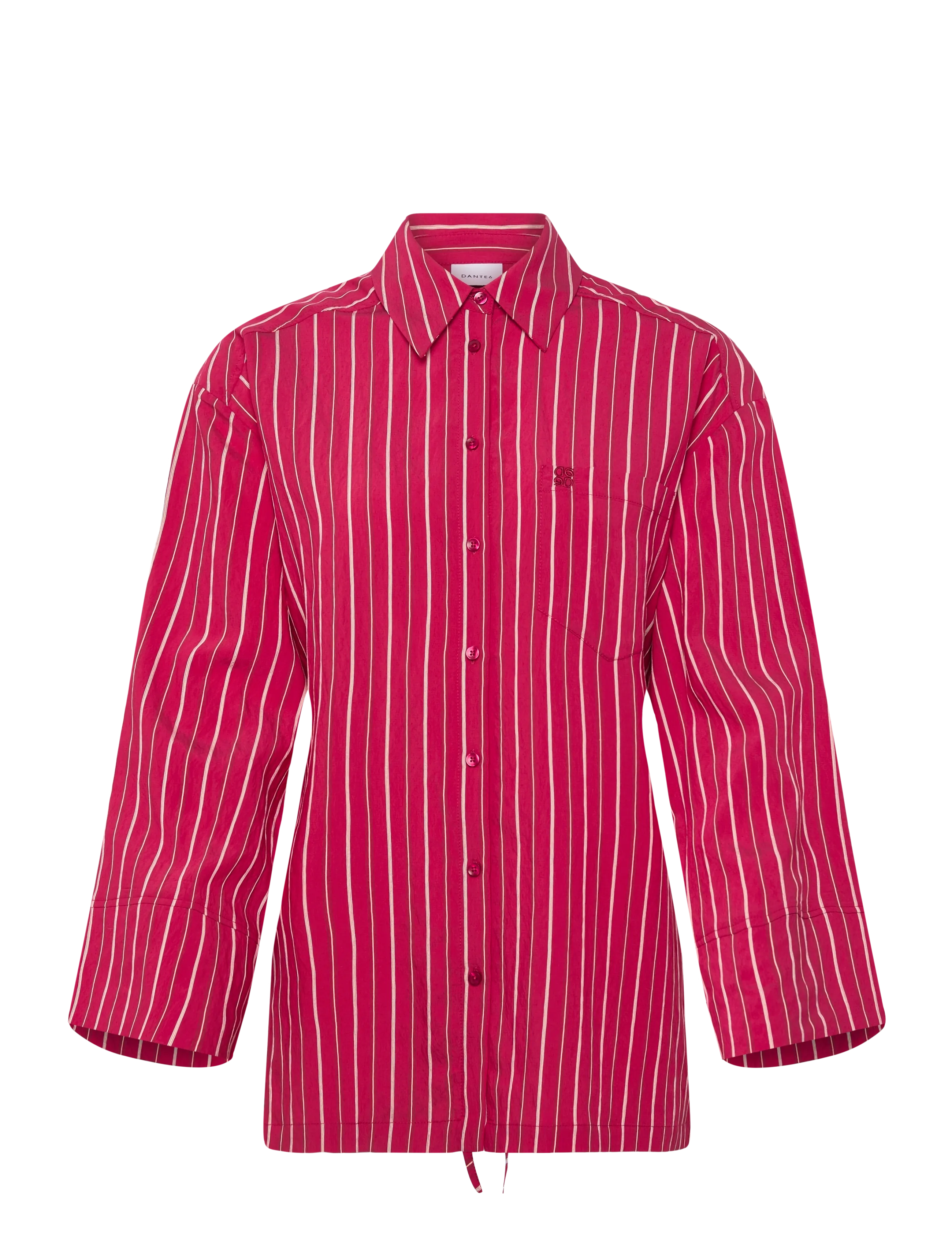 Dante6 Dante6-Lise striped relaxed  shirt - Hemden - POMEGRANATE RED / white