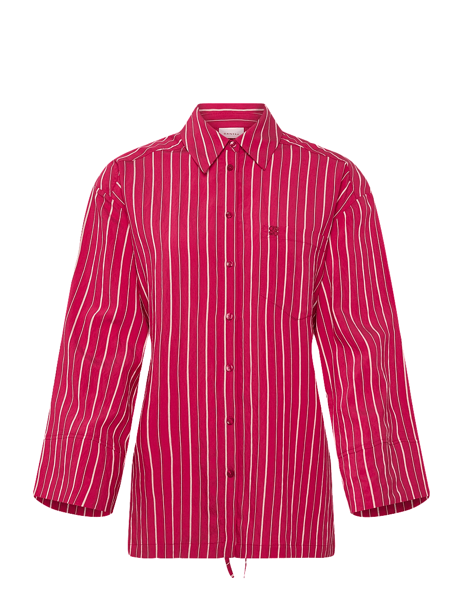 Dante6 - Dante6-Lise striped relaxed shirt - langermede skjorter - pomegranate red - 1