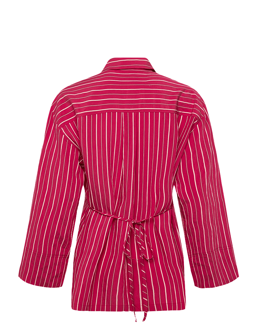 Dante6 - Dante6-Lise striped relaxed shirt - langermede skjorter - pomegranate red - 2