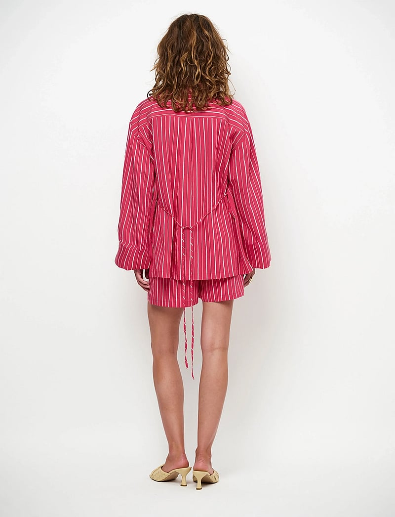 Dante6 - Dante6-Lise striped relaxed shirt - koszule z długimi rękawami - pomegranate red - 4