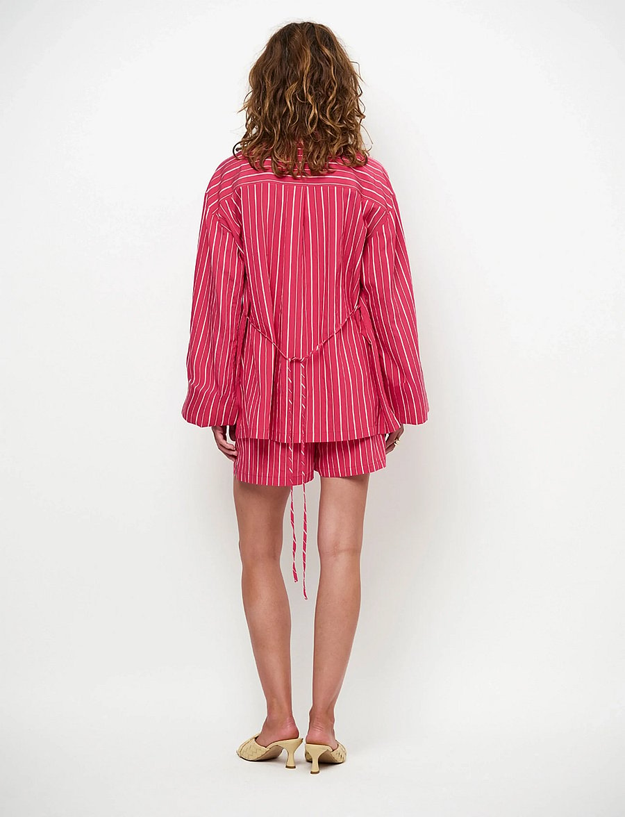 Dante6 - Dante6-Lise striped relaxed shirt - langermede skjorter - pomegranate red - 4