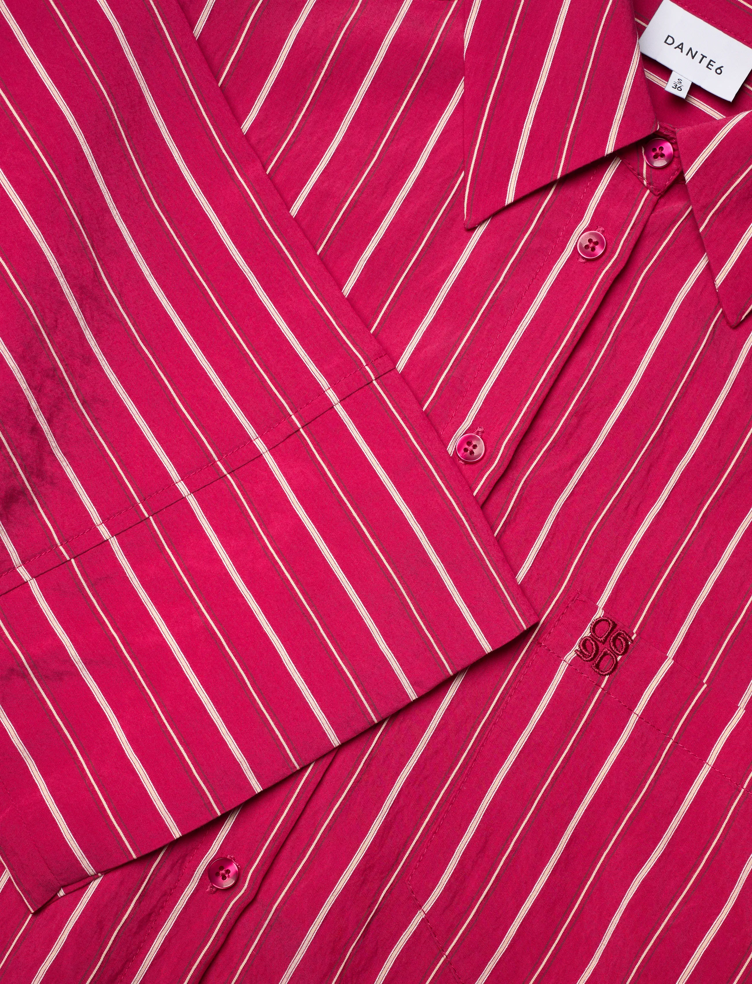 Dante6 - Dante6-Lise striped relaxed  shirt - langermede skjorter - pomegranate red - 5