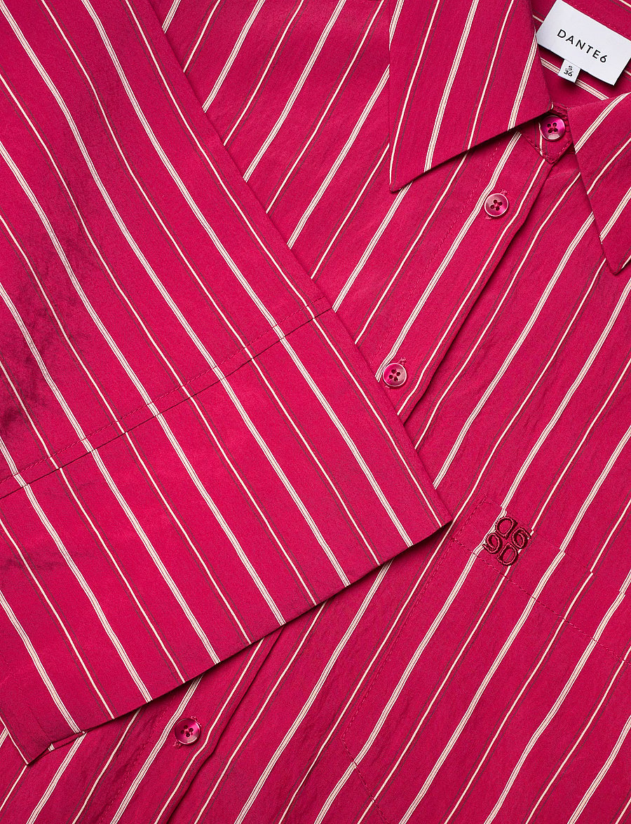 Dante6 - Dante6-Lise striped relaxed shirt - langermede skjorter - pomegranate red - 5