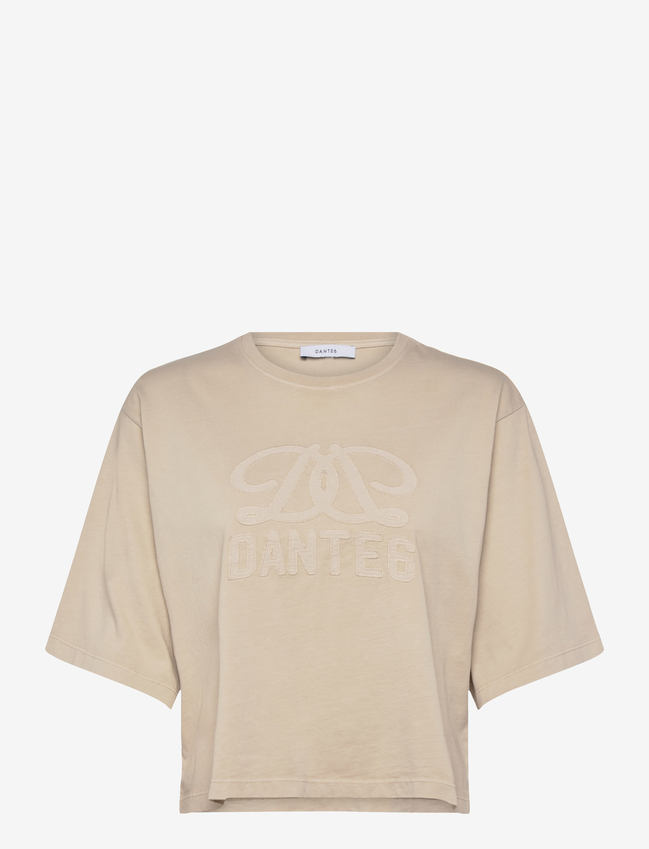 Dante6 - Dante6-Maimu loose fit cropped logo tee - crop tops - porcelain beige - 0