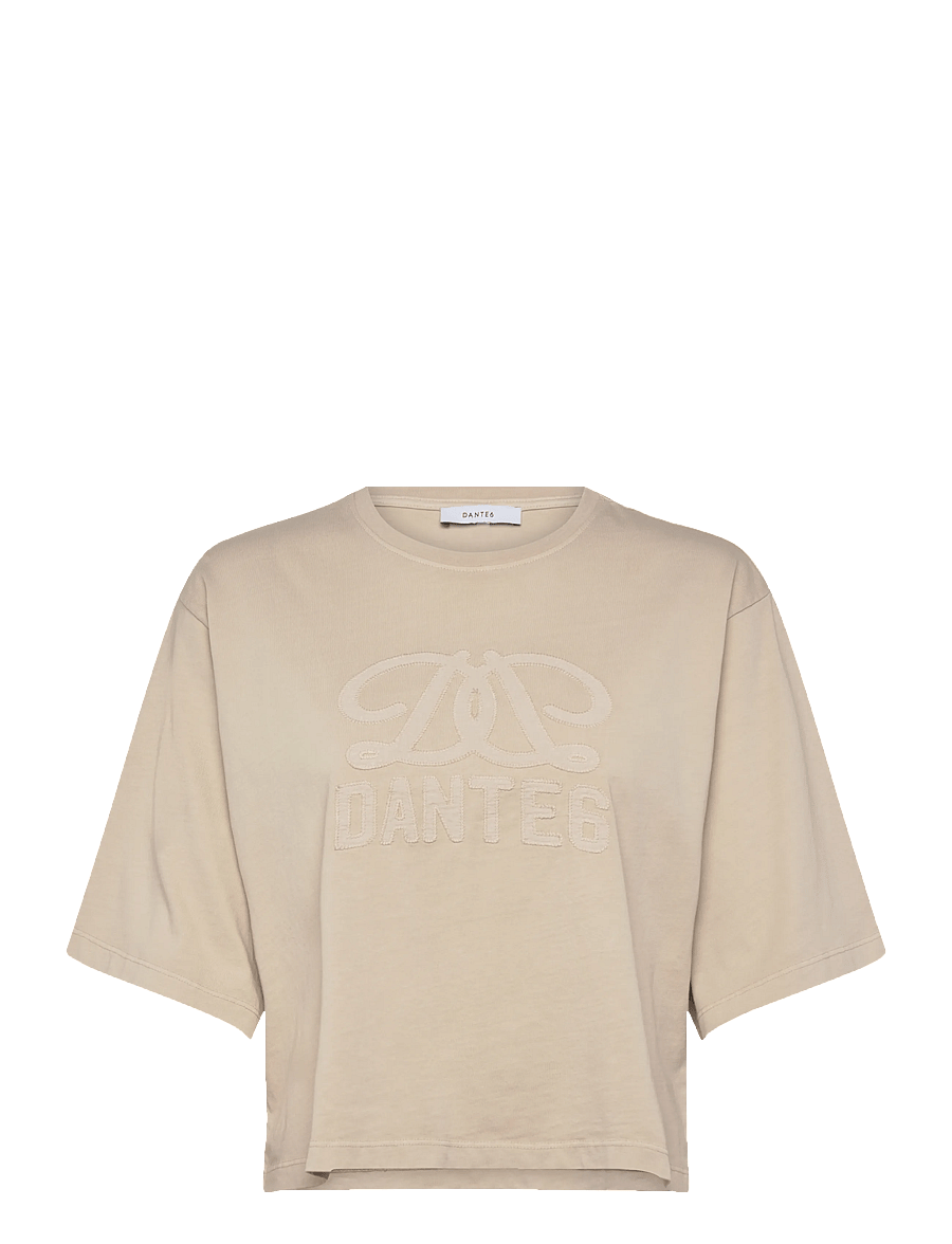 Dante6 - Dante6-Maimu loose fit cropped logo tee - crop tops - porcelain beige - 1