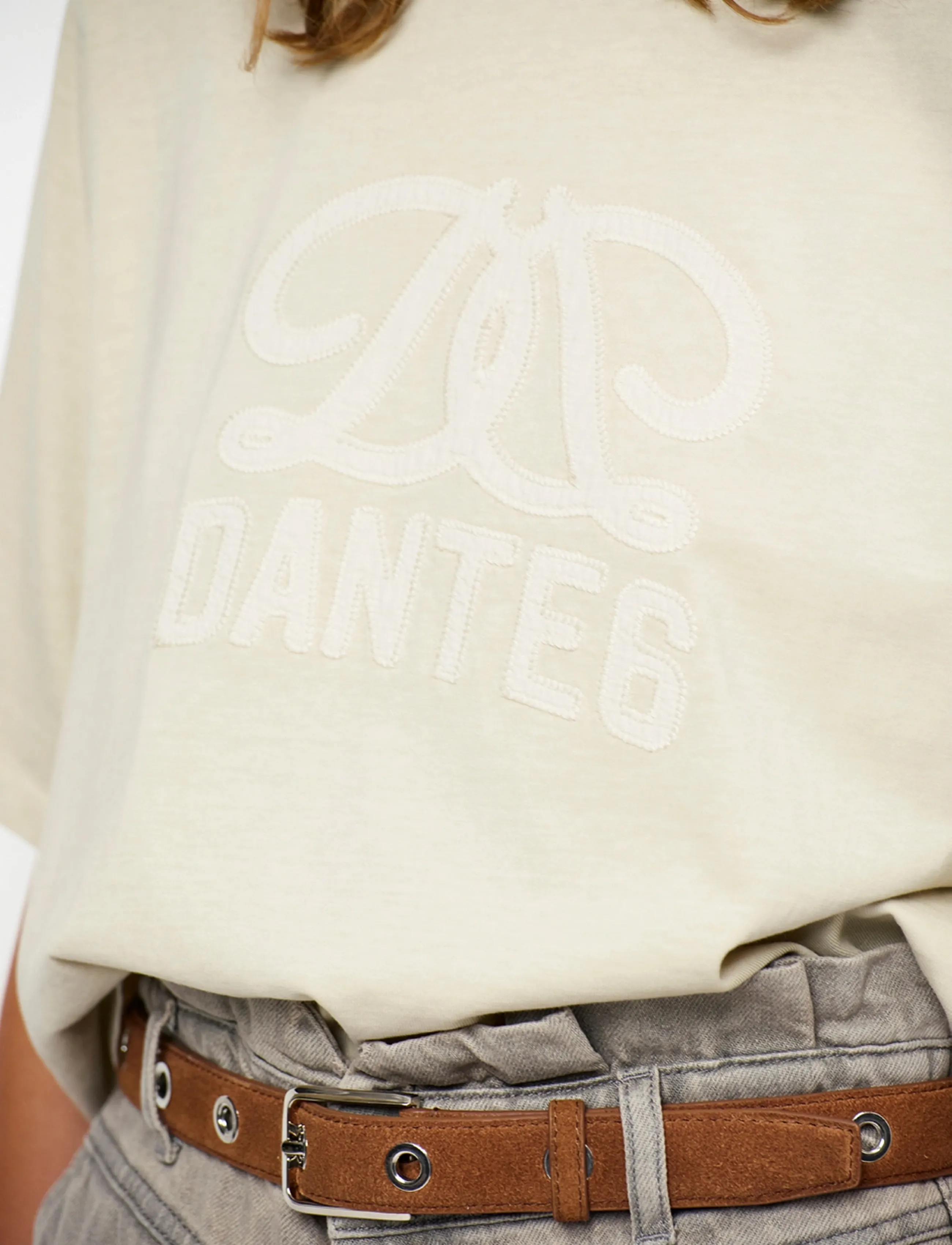 Dante6 - Dante6-Maimu loose fit cropped logo tee - crop tops - porcelain beige - 3