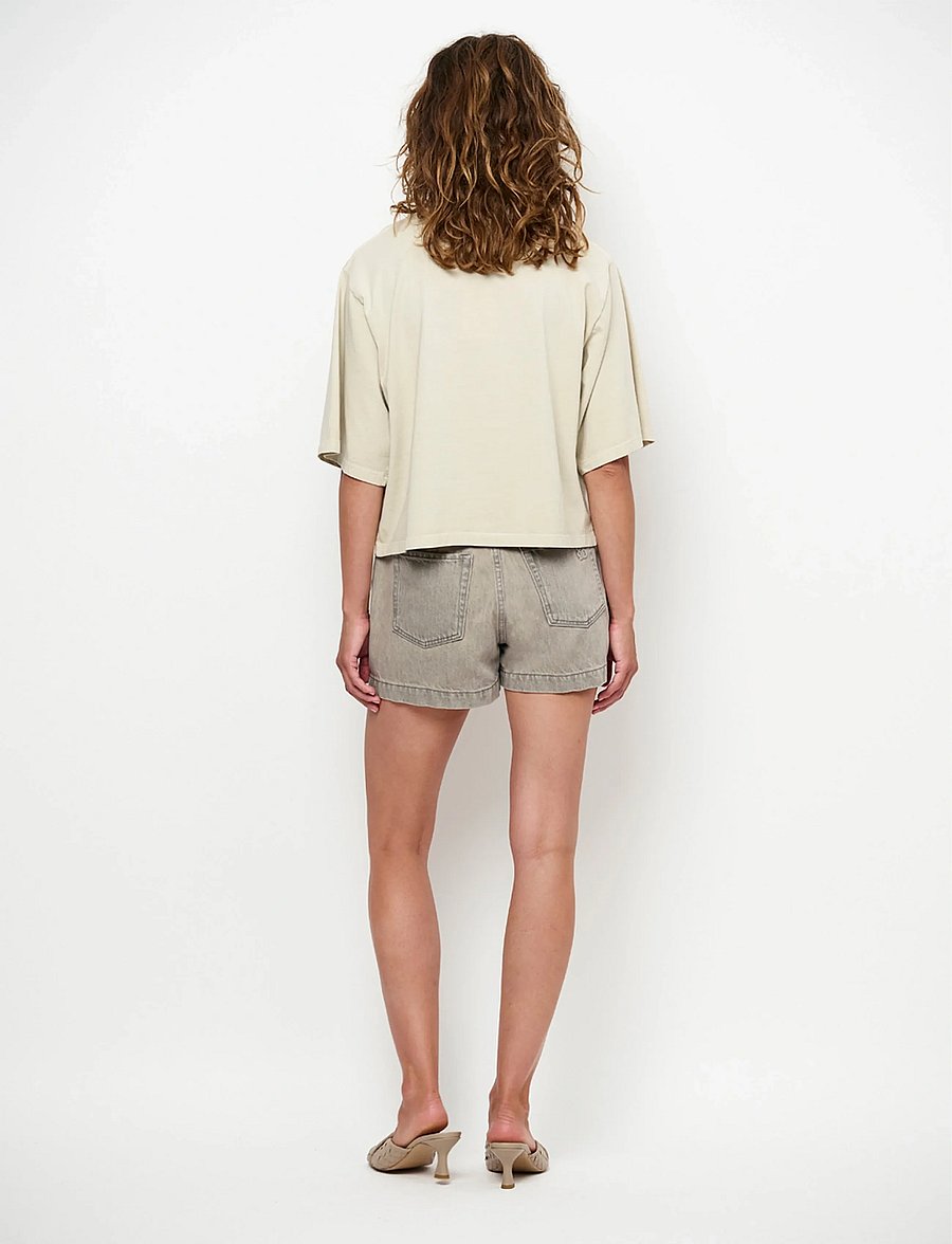 Dante6 - Dante6-Maimu loose fit cropped logo tee - crop tops - porcelain beige - 4