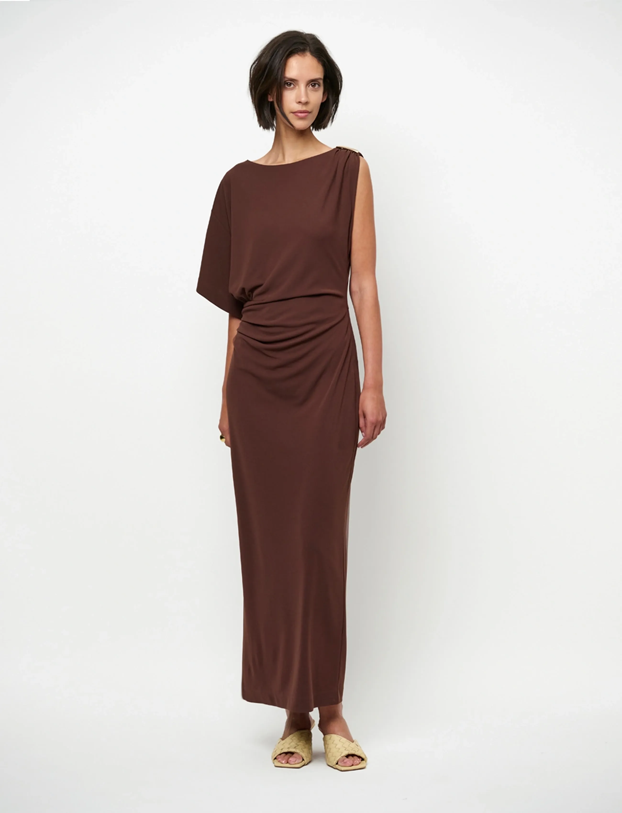 Dante6 Dante6-Aliki asymmetrical maxi dress - Konfirmation - CHOCOLATE BROWN / brown