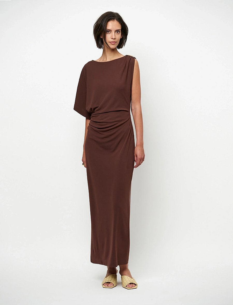Dante6 - Dante6-Aliki asymmetrical maxi dress - abendkleider - chocolate brown - 0