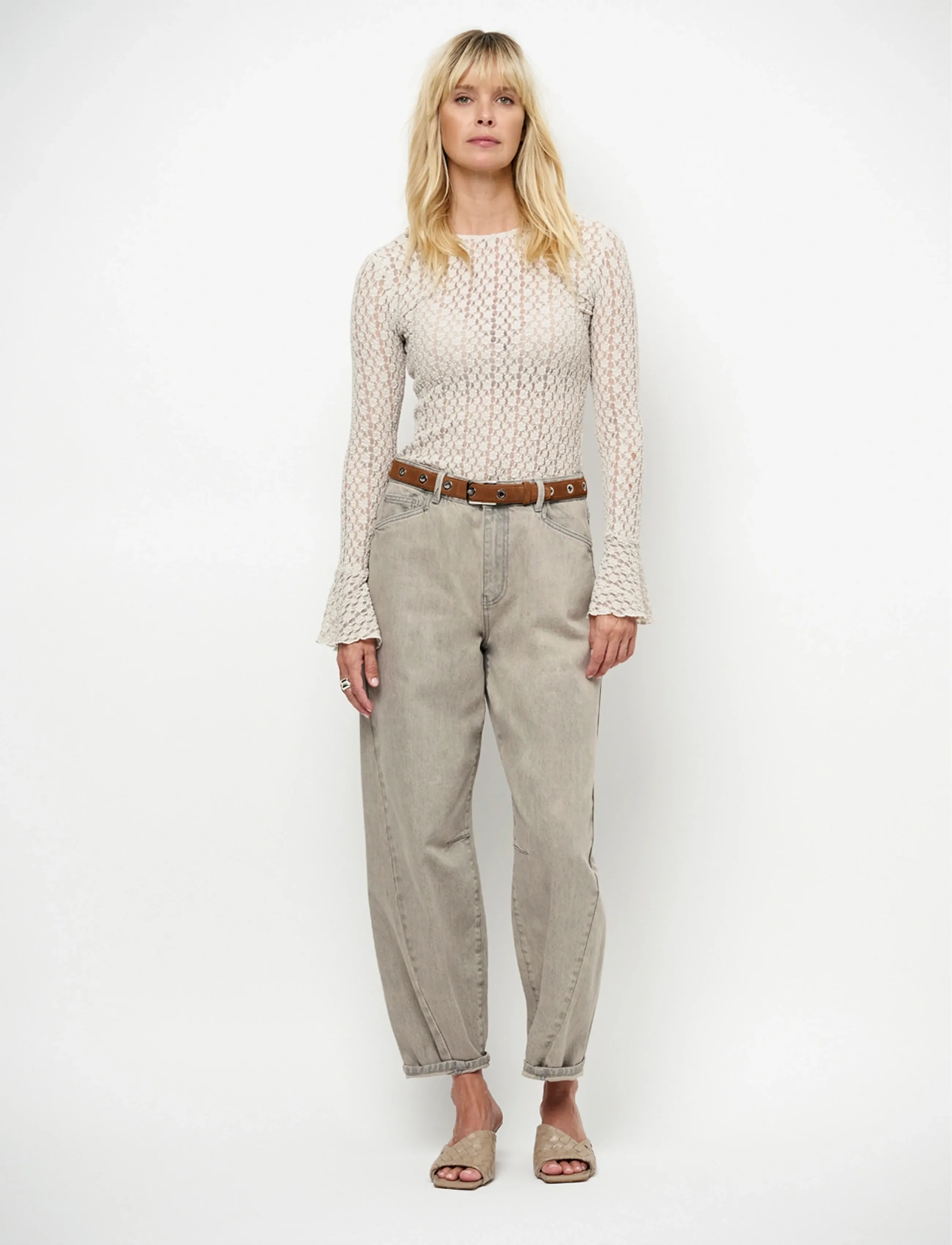Dante6 Dante6-Babette Eyelet Suede Belt, XS/S, Brown, Belts > Waist Belt, Dame