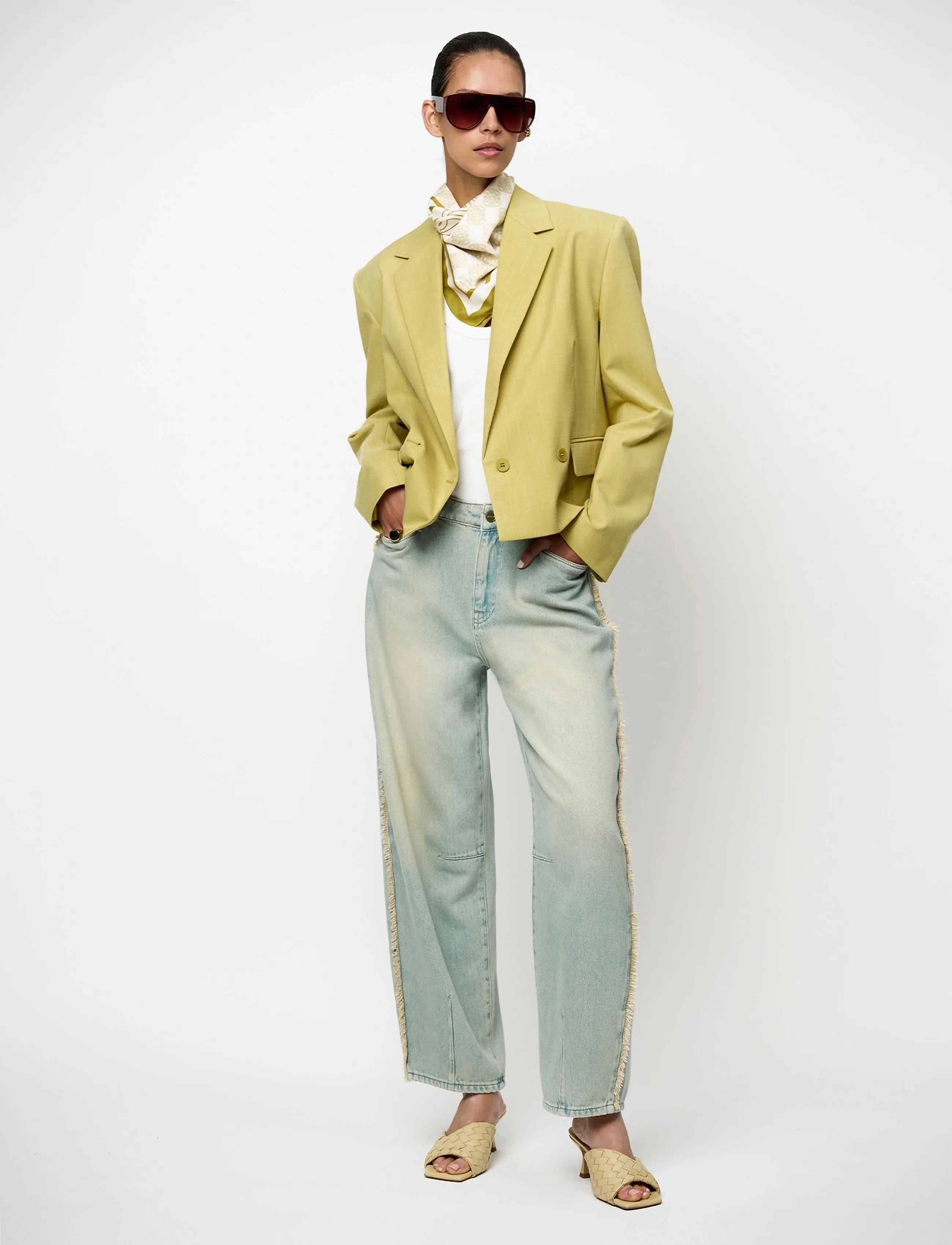 Dante6 Dante6-Reyes Relaxed Fit Cropped Blazer, 42, Yellow, Blazere > Cropped Blazere, Dame