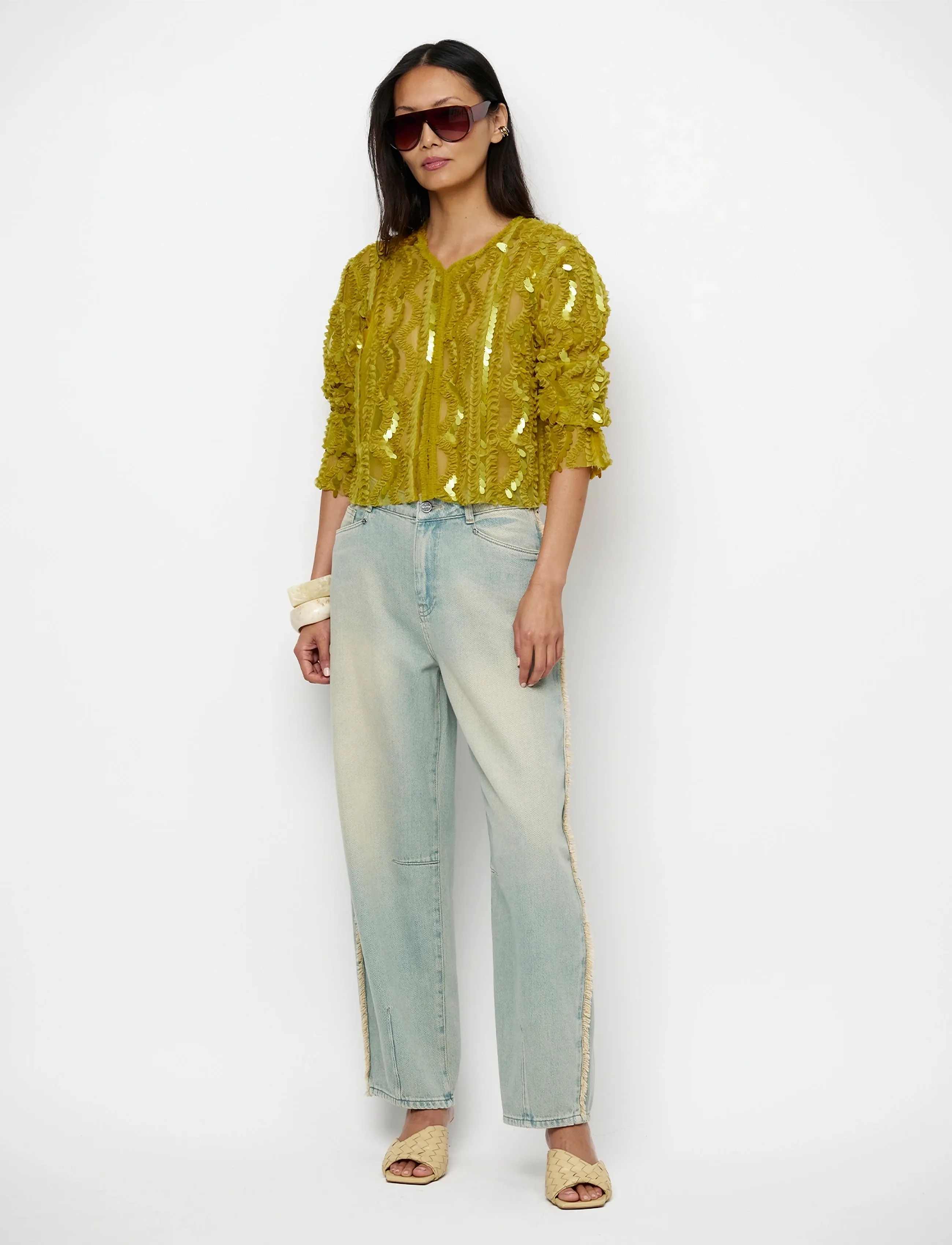 Dante6 Dante6-Marceline sequins jacket - Business tøj - SOLAR LIME / yellow