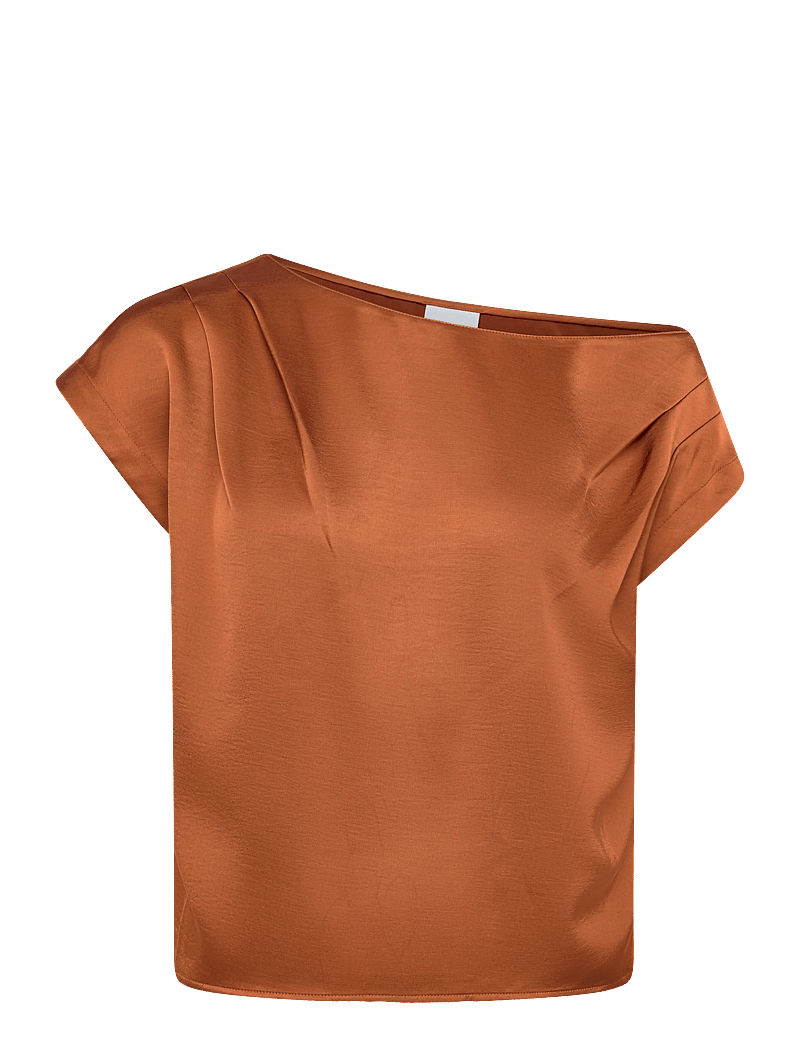 Dante6 - Dante6-Roam satin drapey top - crop tops - sunset orange - 1
