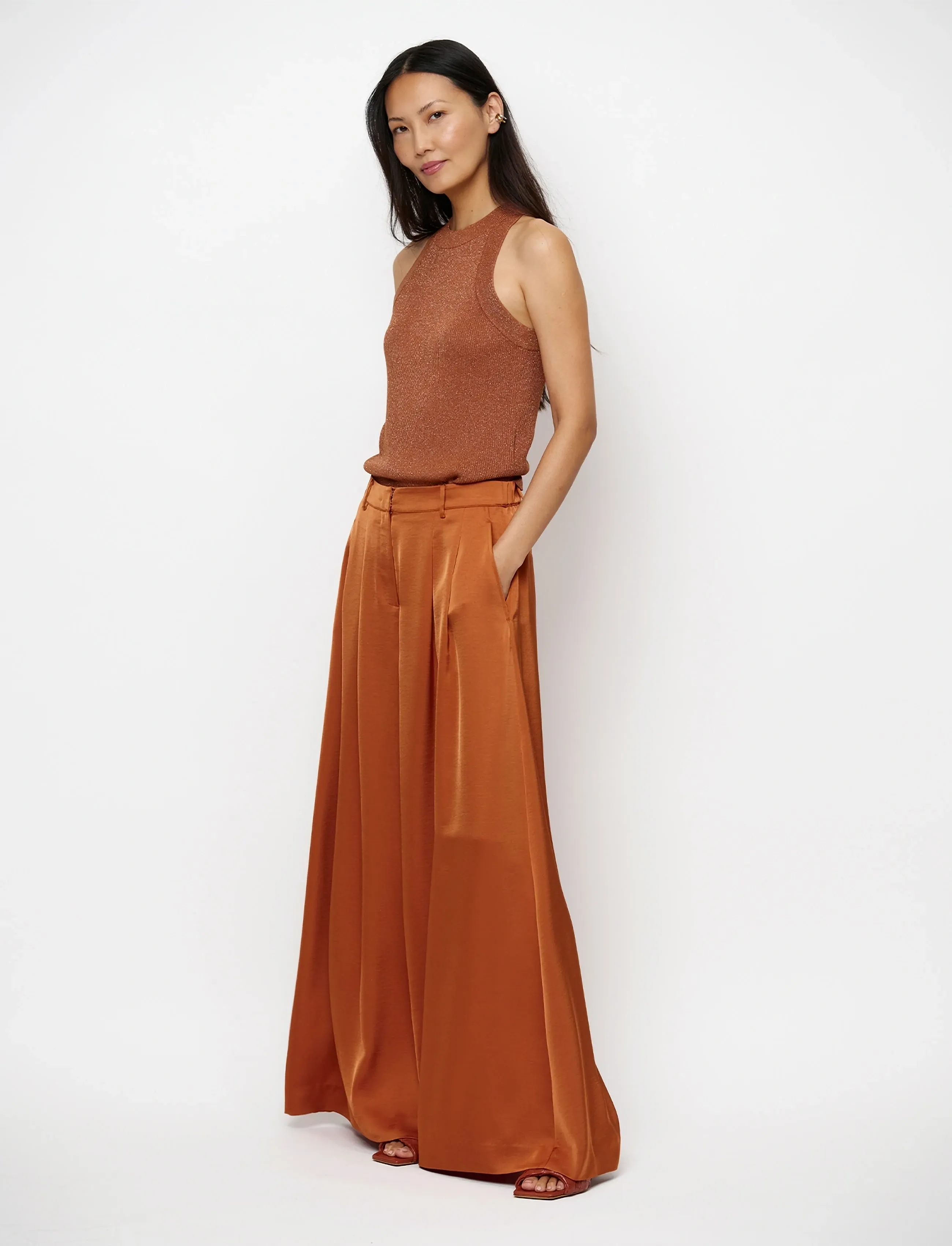 Dante6 - Dante6-Onique wide leg satin pants - sunset orange - 3