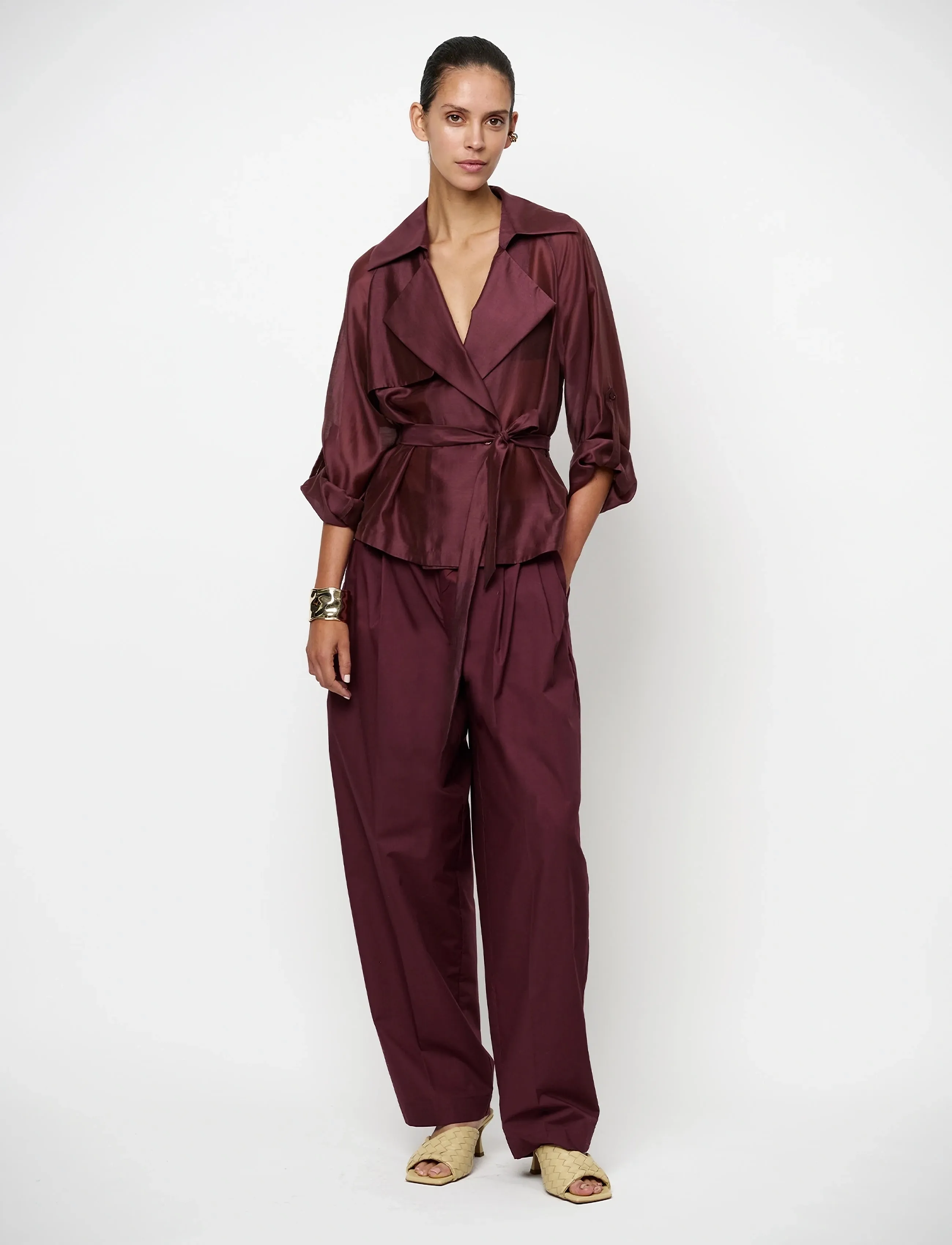 Dante6 -Svea Short Trench Blazer, 40, Burgunderrot - Belted Frauen