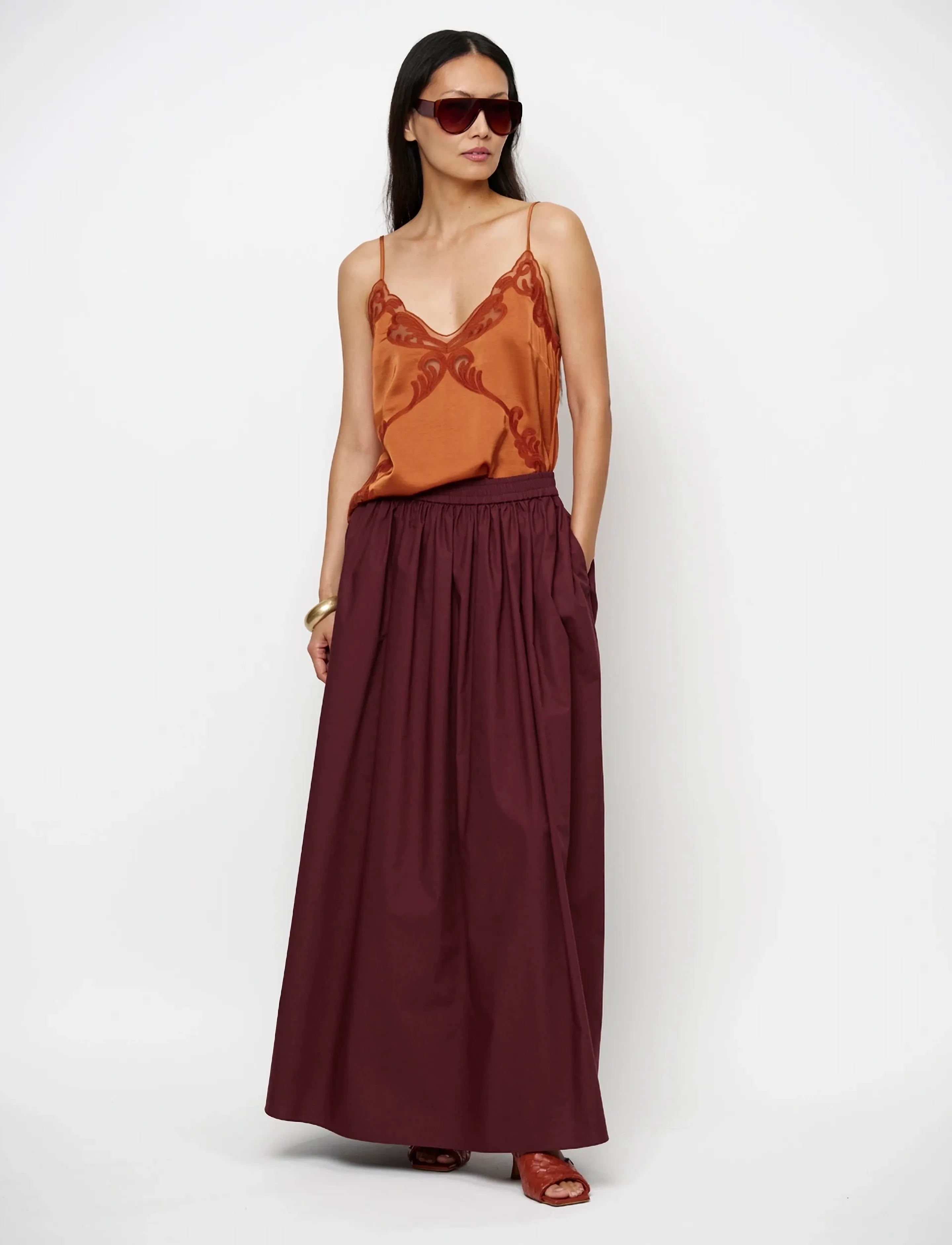 Dante6 -Gisole Maxi Skirt, Kvinder, Maxi Nederdel, Bordeaux, Str: 42