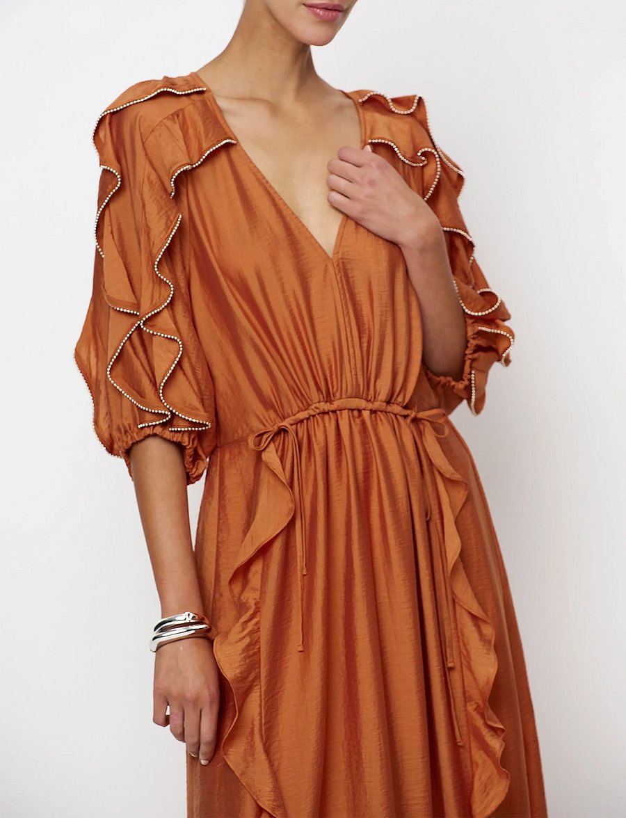 Dante6 - Dante6-Anzur embellished maxi dress - maxi kjoler - sunset orange - 5