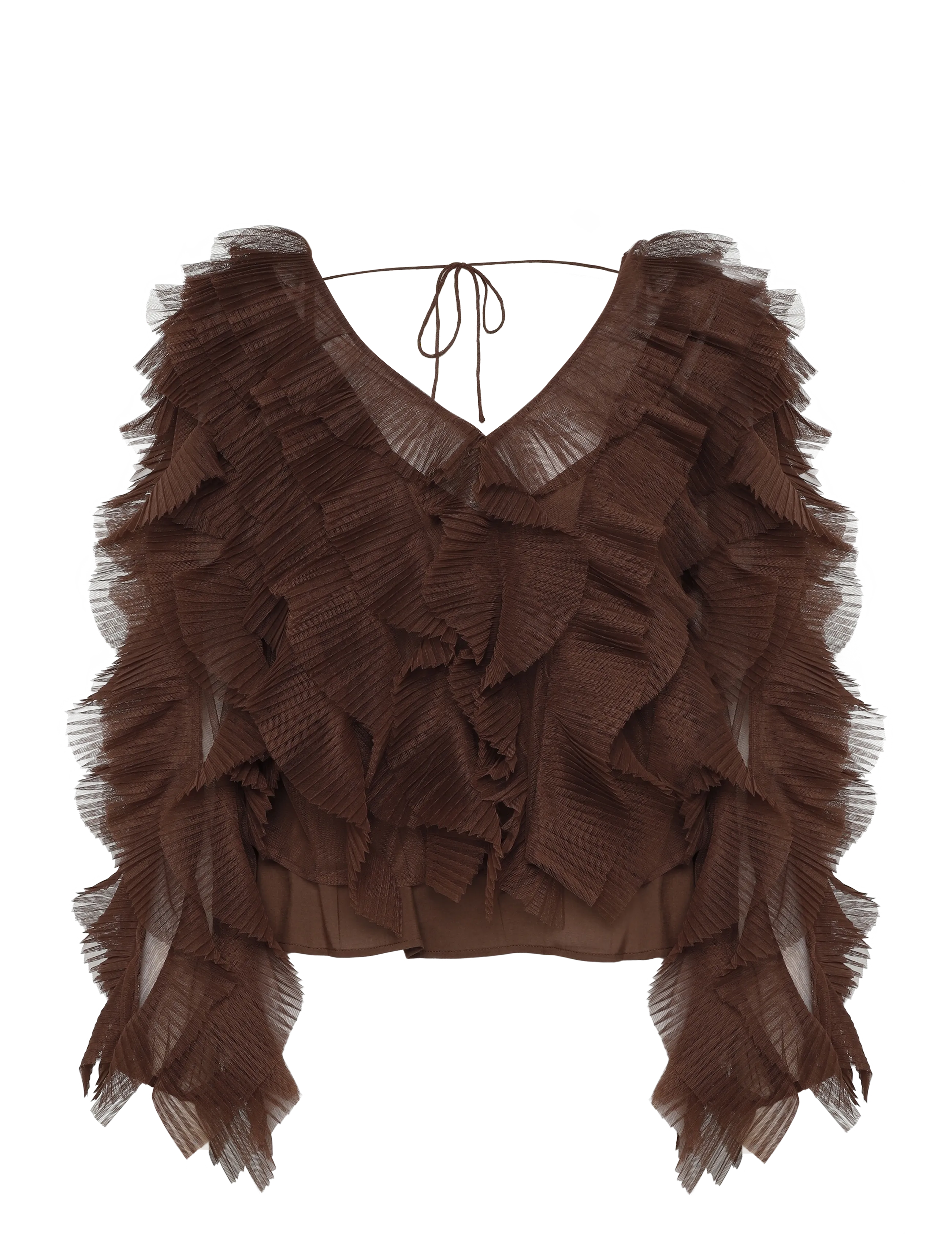 Dante6 Dante6-Phora tulle ruffled top - Bis zu 25% Rabatt - CHOCOLATE BROWN / brown